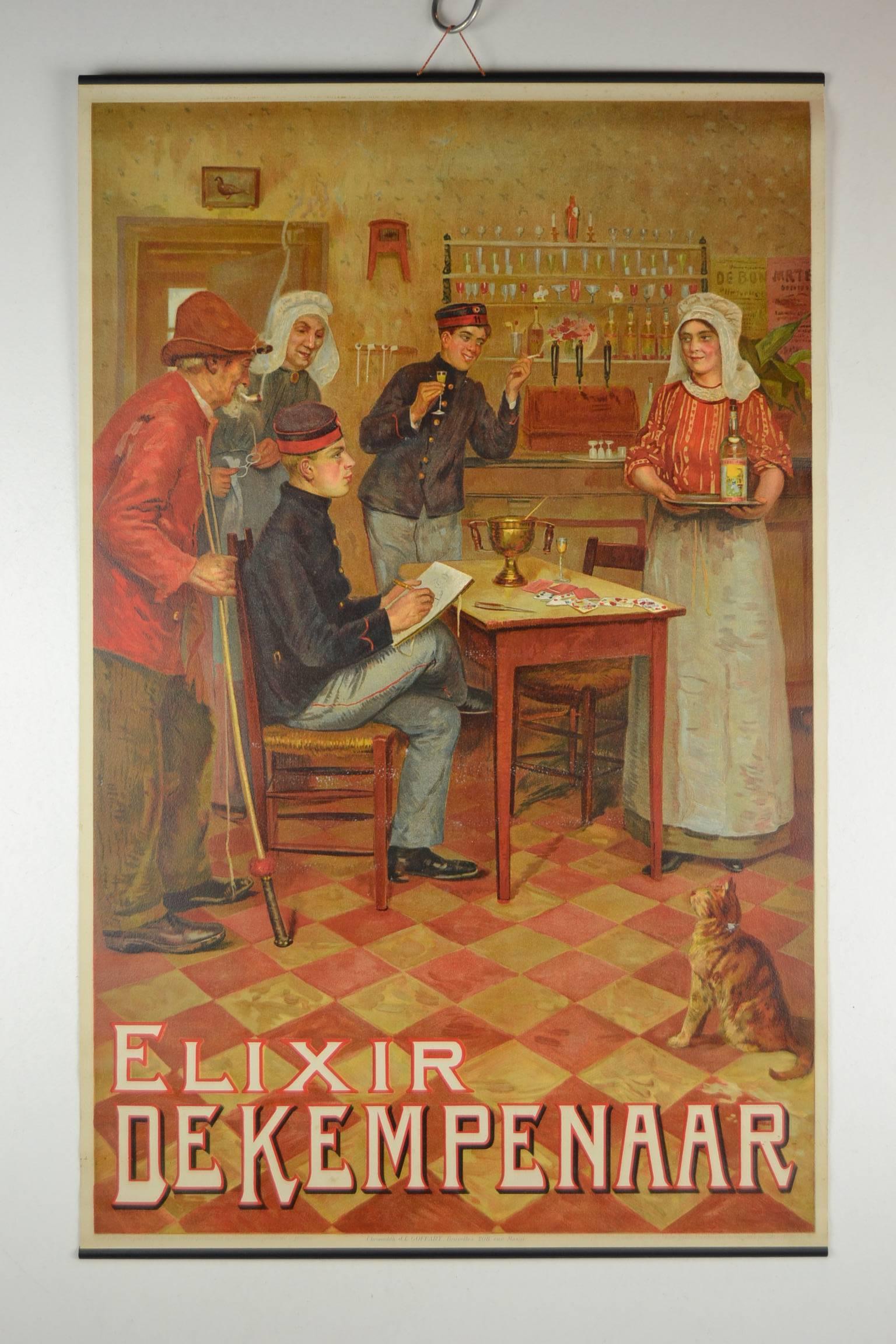 Early 20th Century Chromolith Poster Elixir De Kempenaar 3