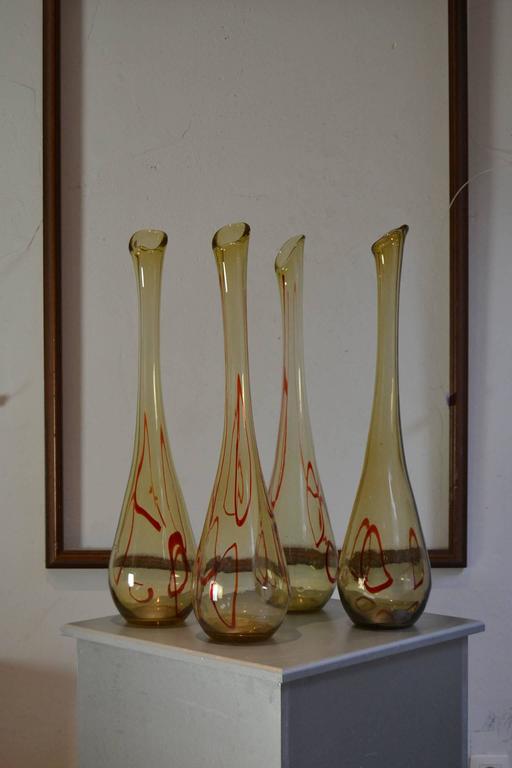 MidCentury Large Art Glass Swung Bud Vases For Sale at 1stdibs