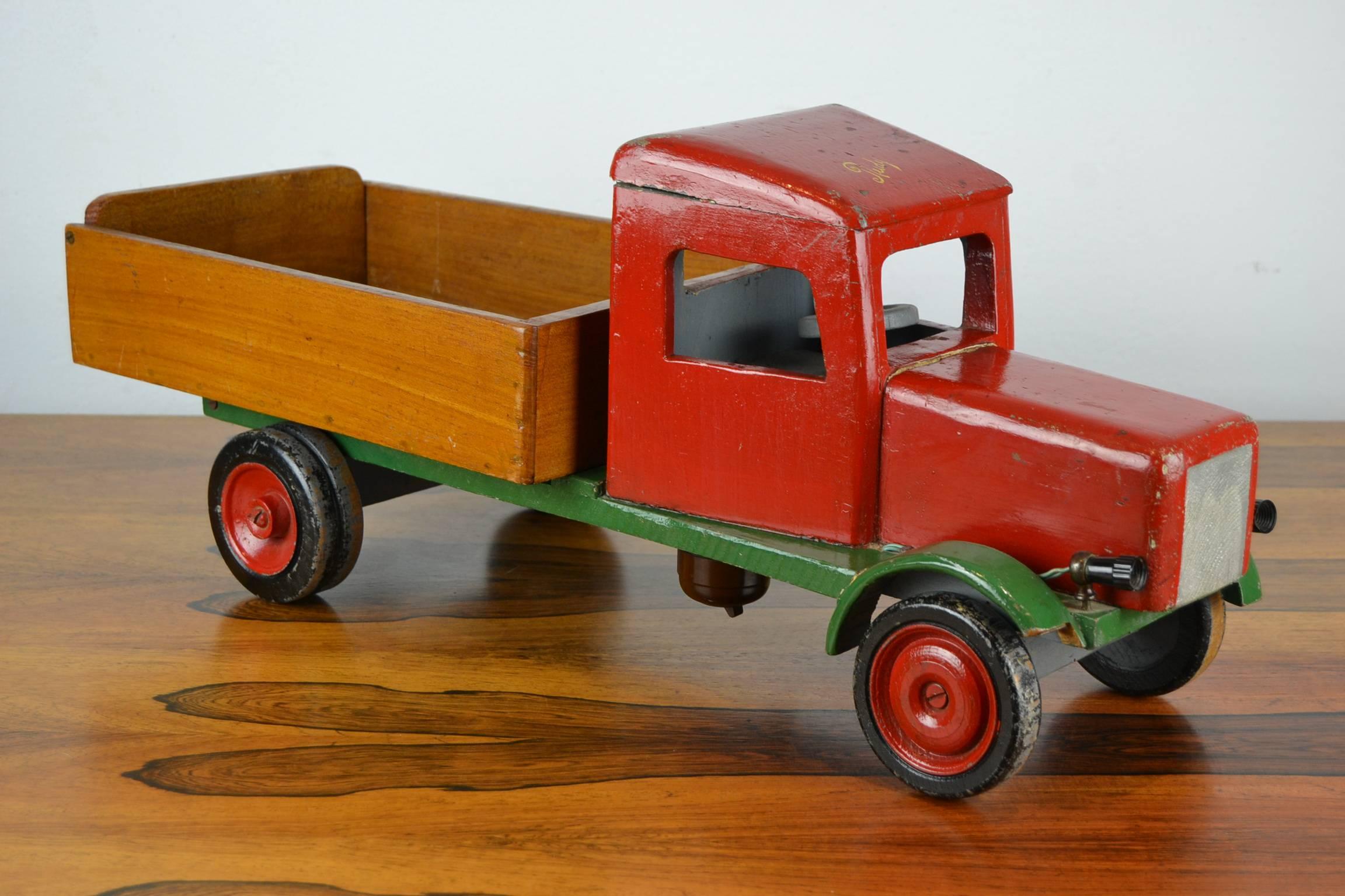 antique wooden trucks