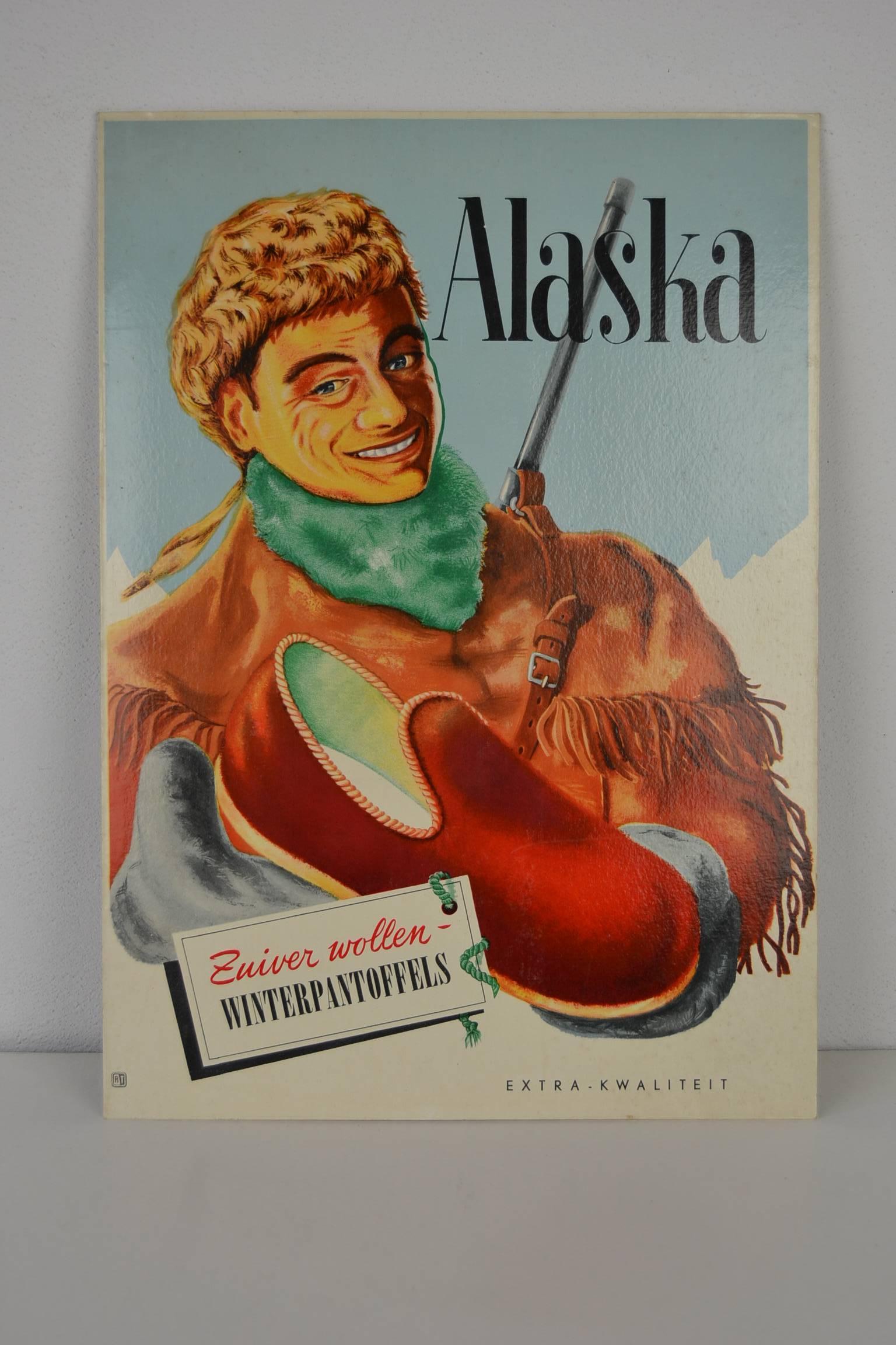 1950er Jahre Werbeschild Alaska Hausschuhe (20. Jahrhundert)