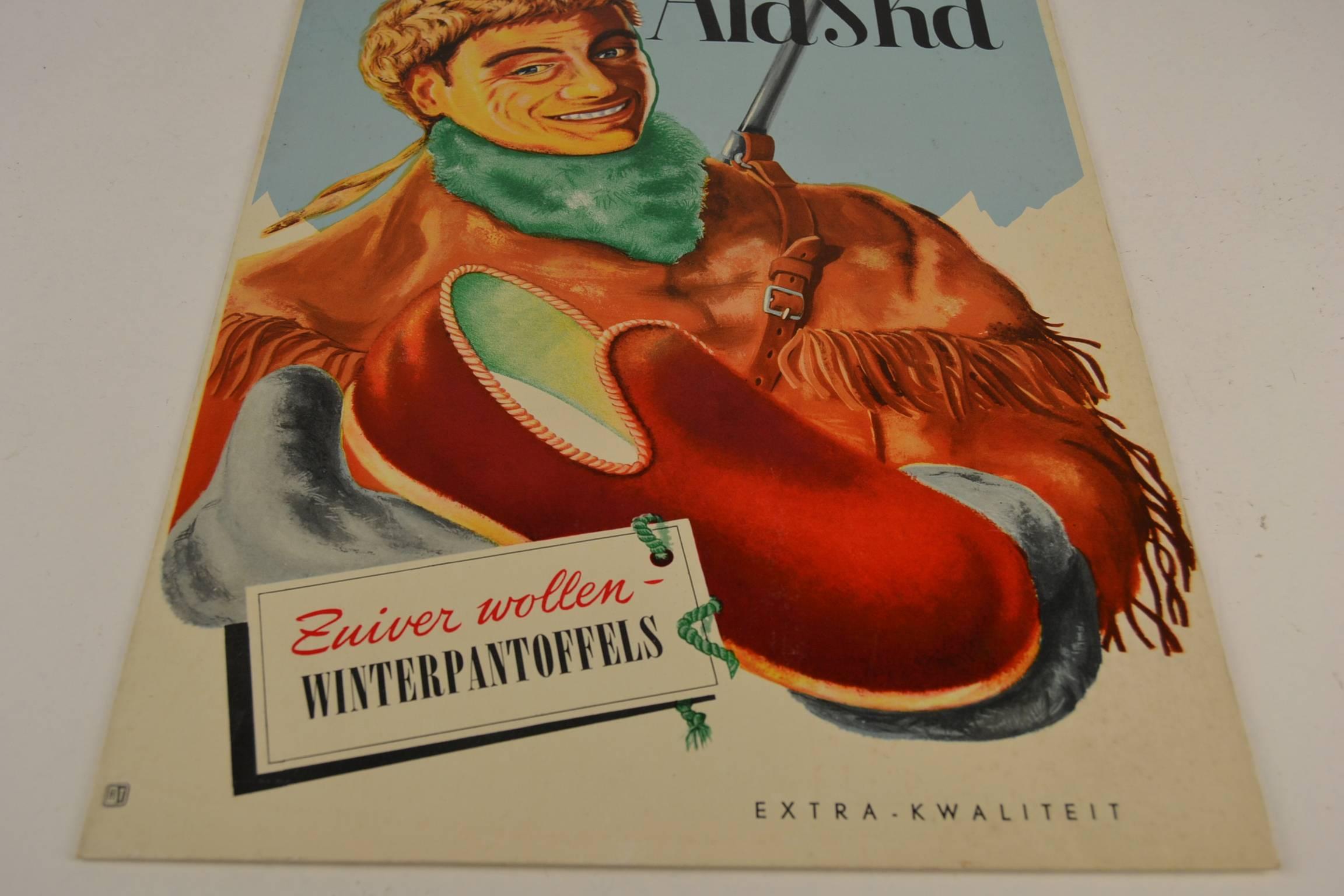 1950er Jahre Werbeschild Alaska Hausschuhe (Belgisch)