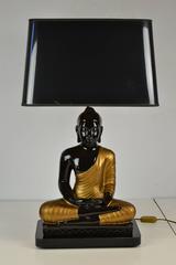 Large Buddha Table Lamp, black and gold , Europe, 1970s