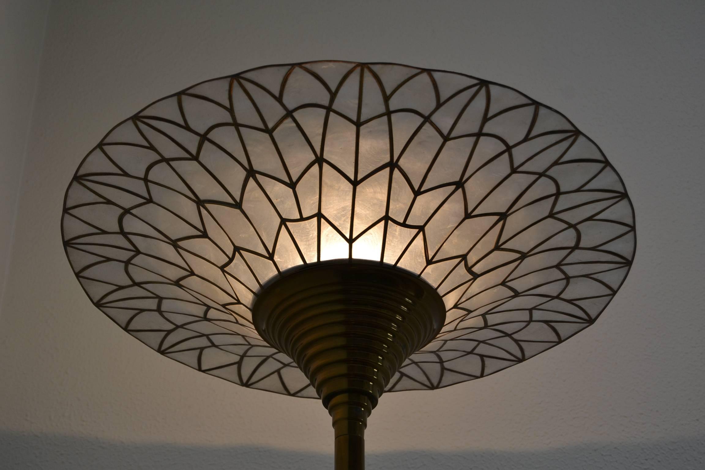 brass shell floor lamp