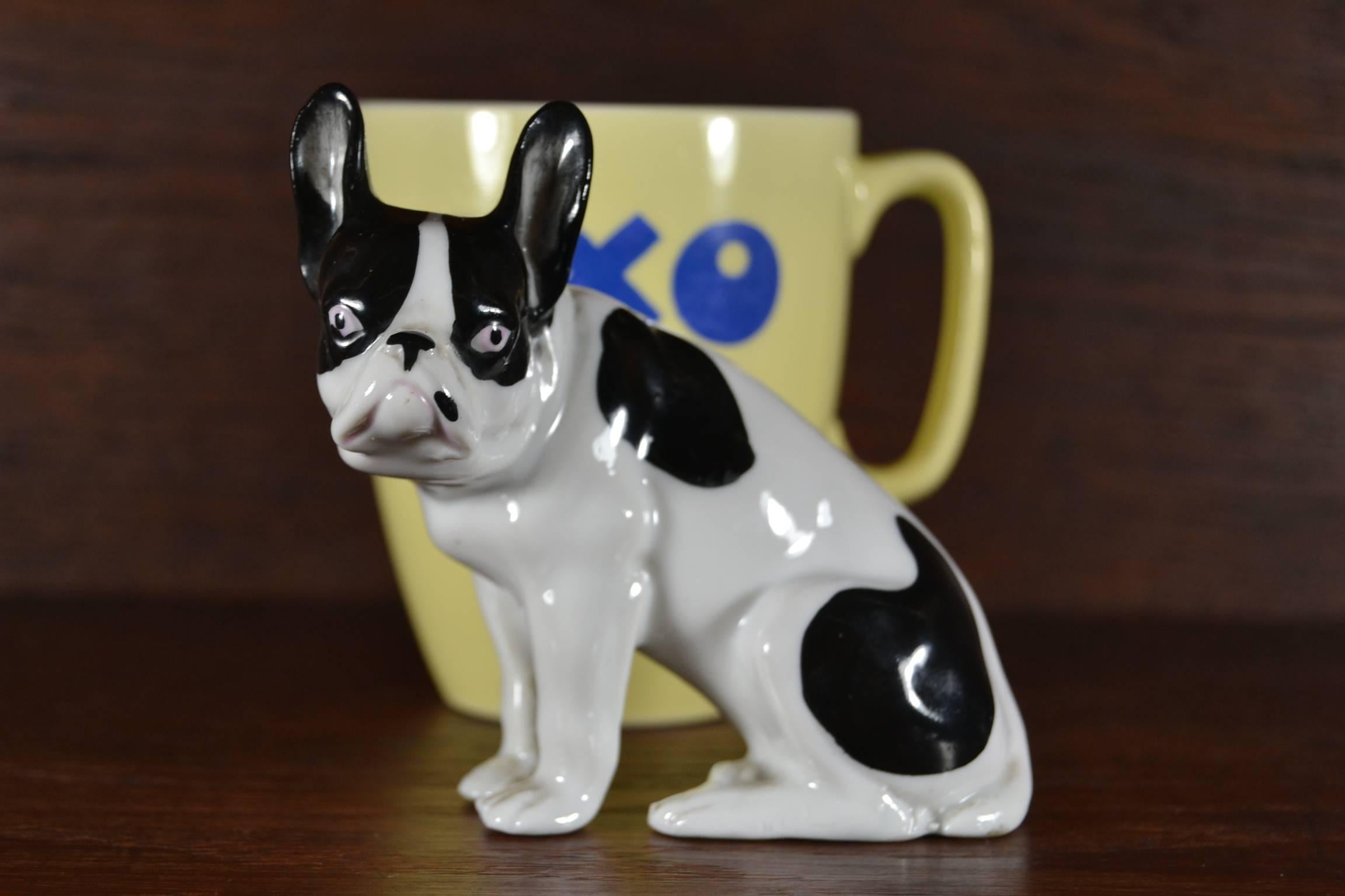 Art Deco German Porcelain French Bulldog Family, Early 20th Century