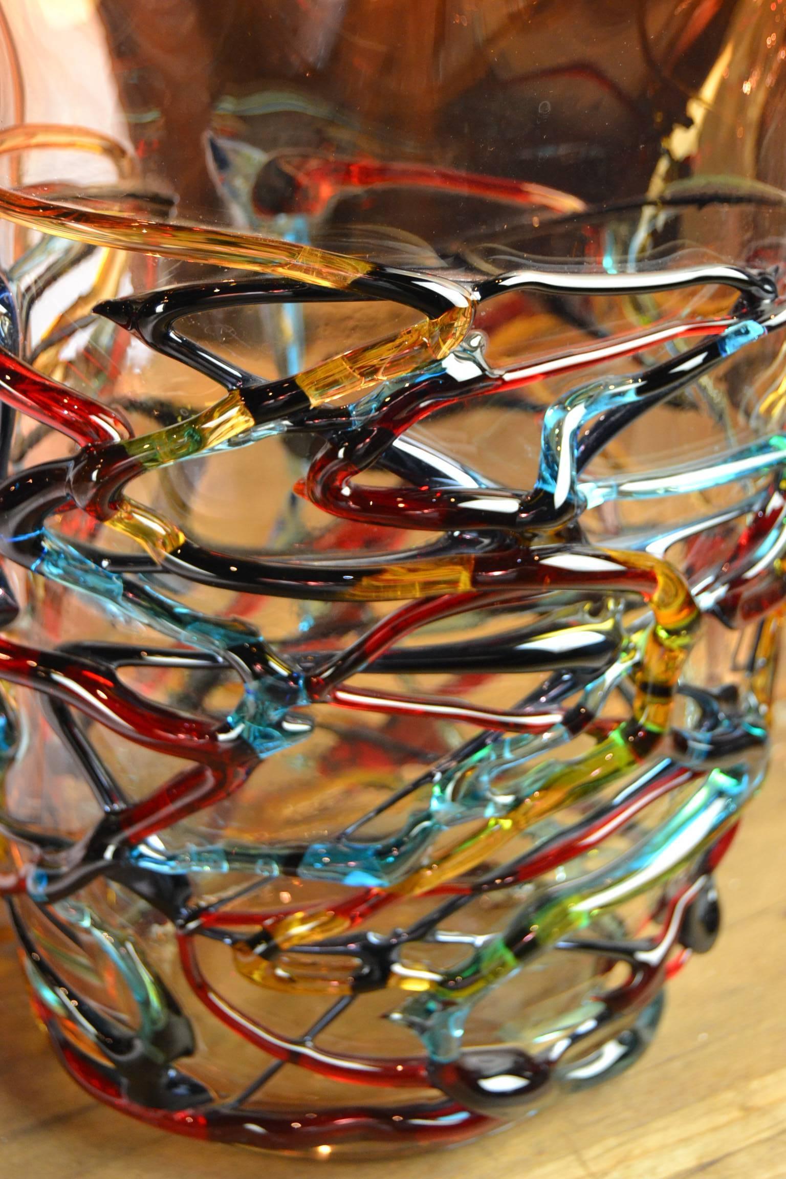 Hand-Crafted Murano Glass Art Vase by Costantini