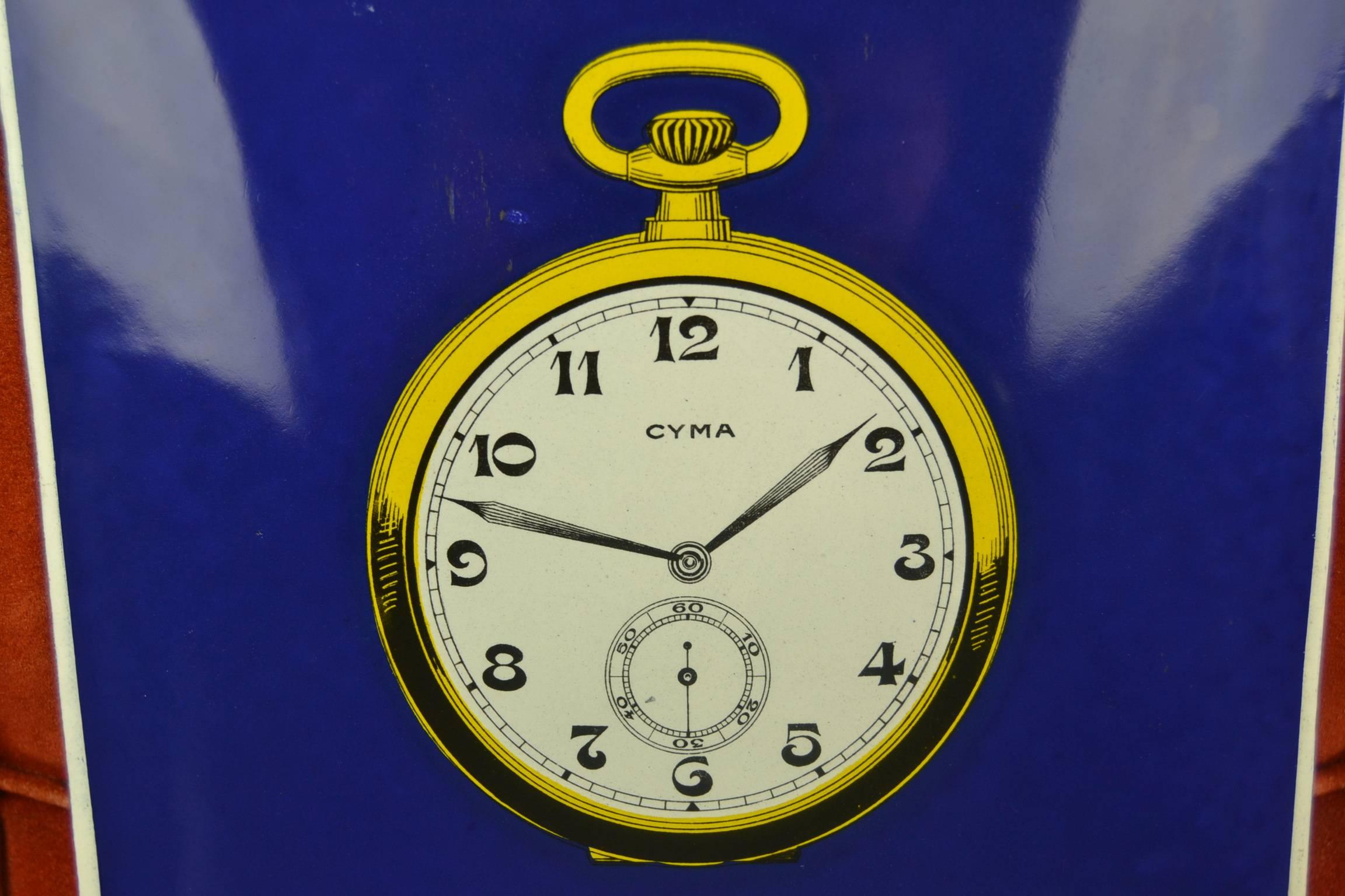 Belgian 1920s Enamel Sign Cyma Watches