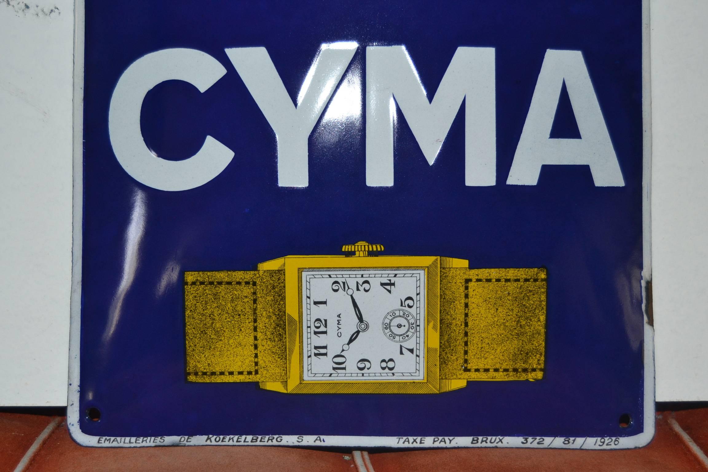 Art Deco 1920s Enamel Sign Cyma Watches