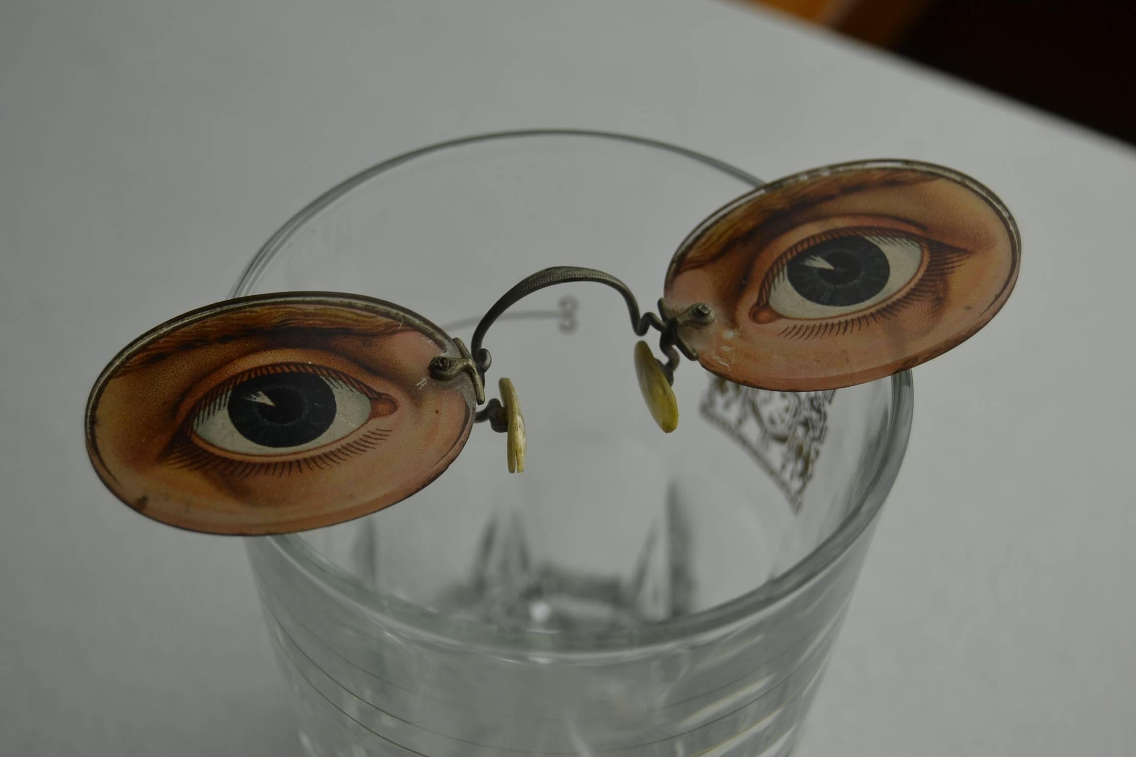 20ième siècle Antique Hard Bridge Pinch Nose Lunettes