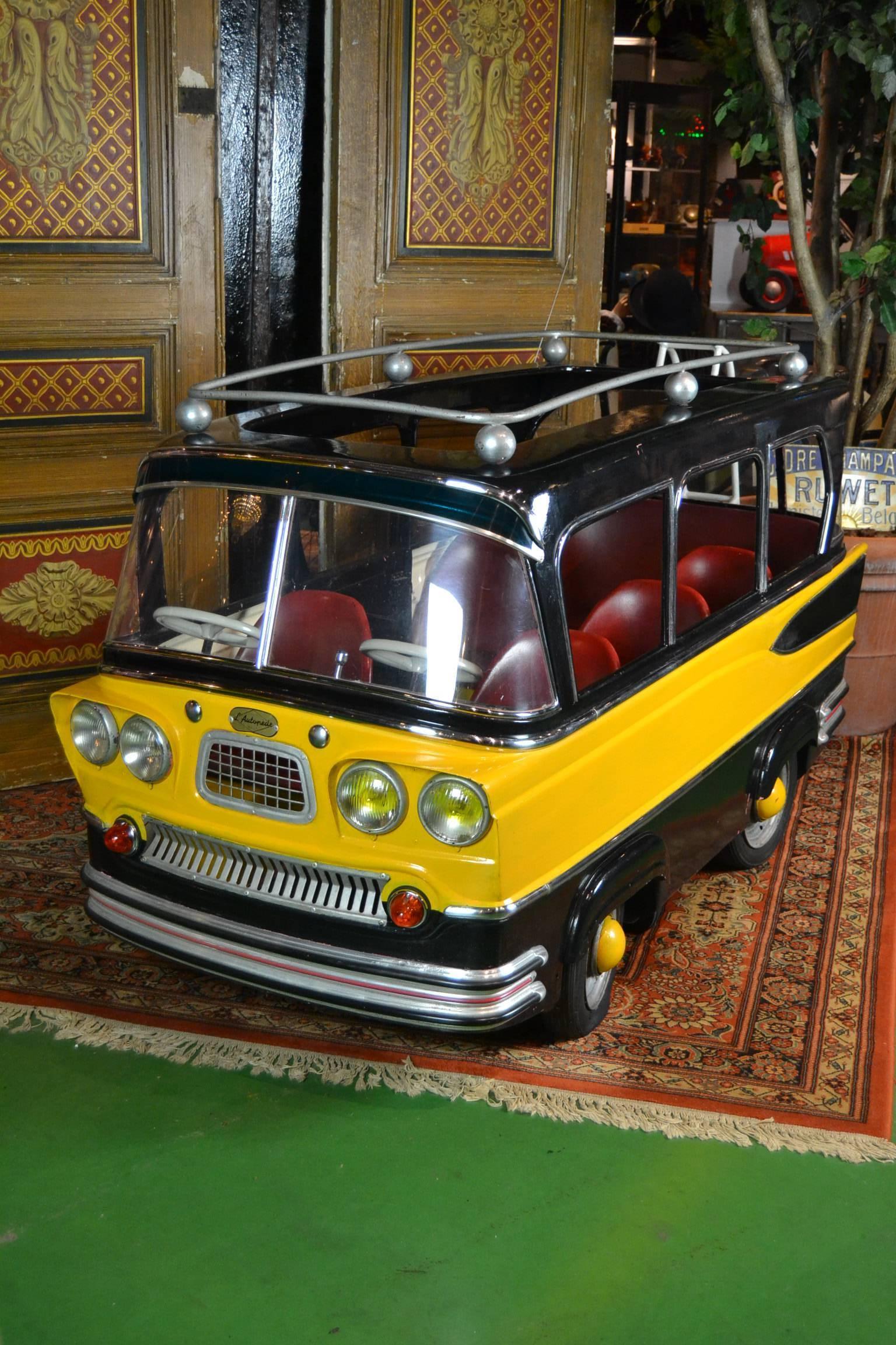 L' Autopède Belgian Metal Carousel Bus, 1950s In Good Condition In Antwerp, BE
