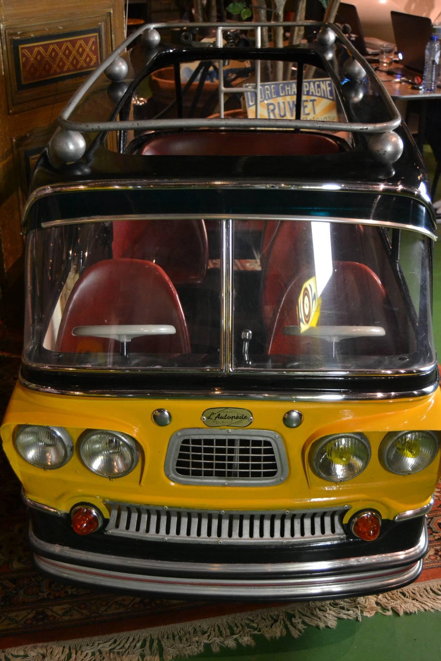 20th Century L' Autopède Belgian Metal Carousel Bus, 1950s