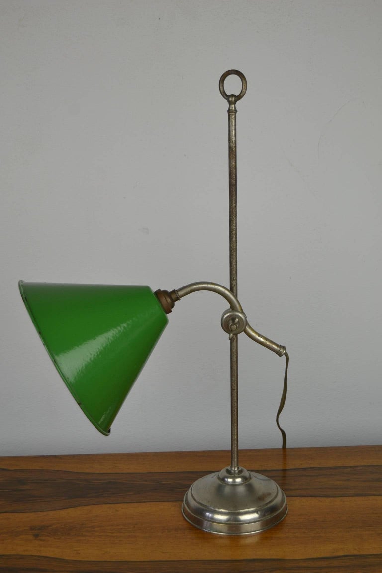 Vintage Brass Desk Lamp with Green Enamel Shade, 1920s at 1stdibs