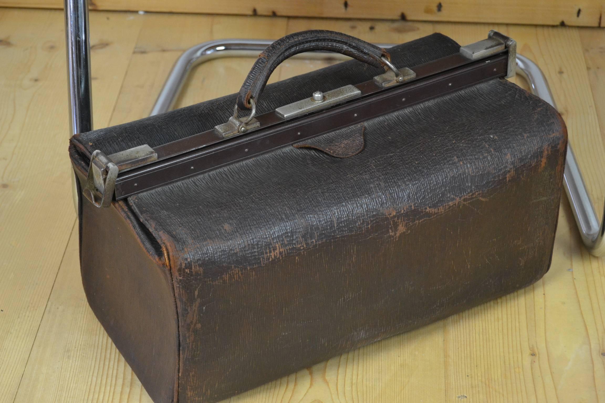 antique leather doctors bag