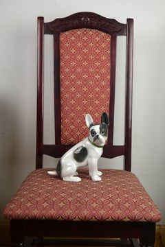 Early 20th Century Porcelain French Bulldog, Boston Terrier Figurine