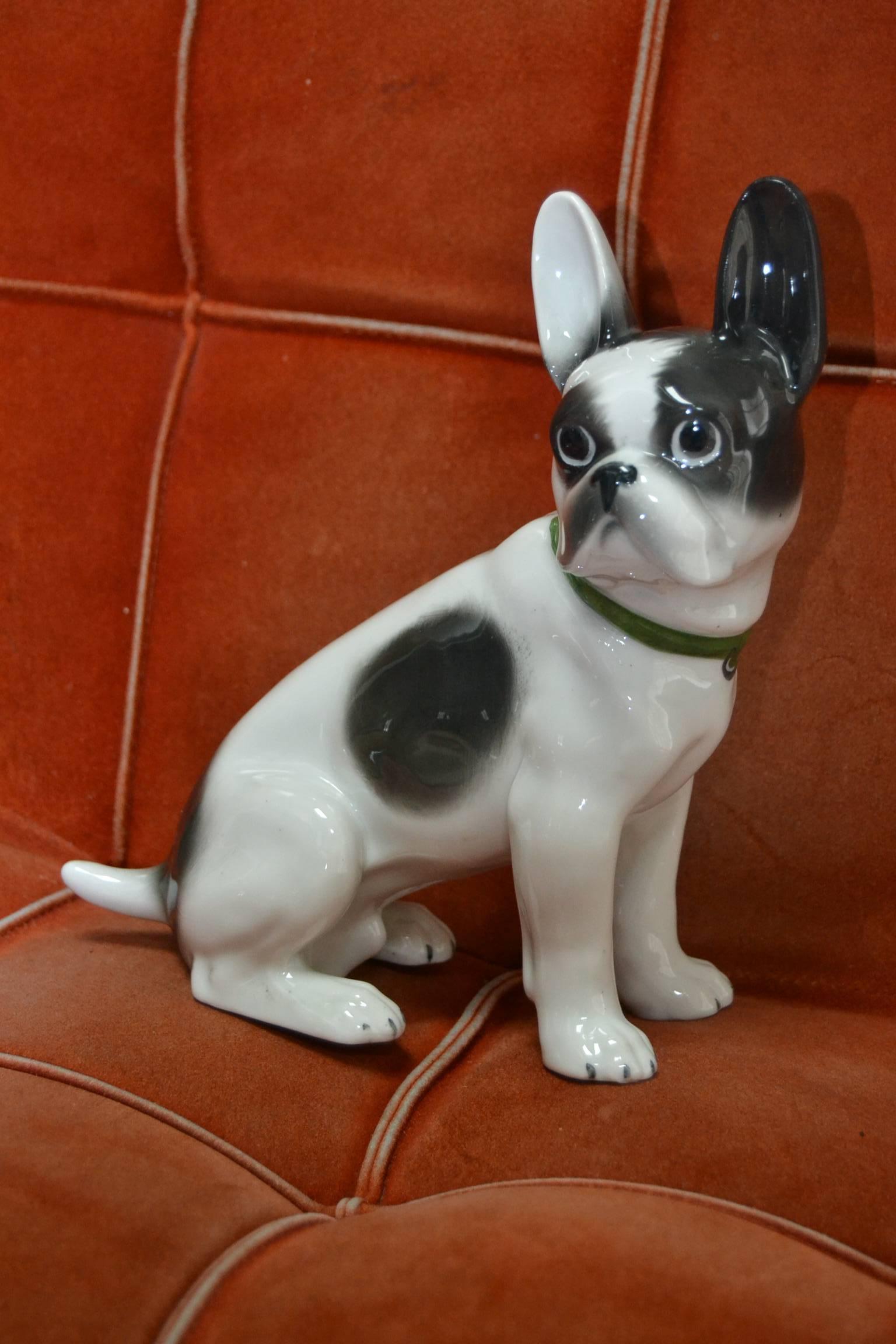 Early 20th Century Porcelain French Bulldog, Boston Terrier Figurine 3