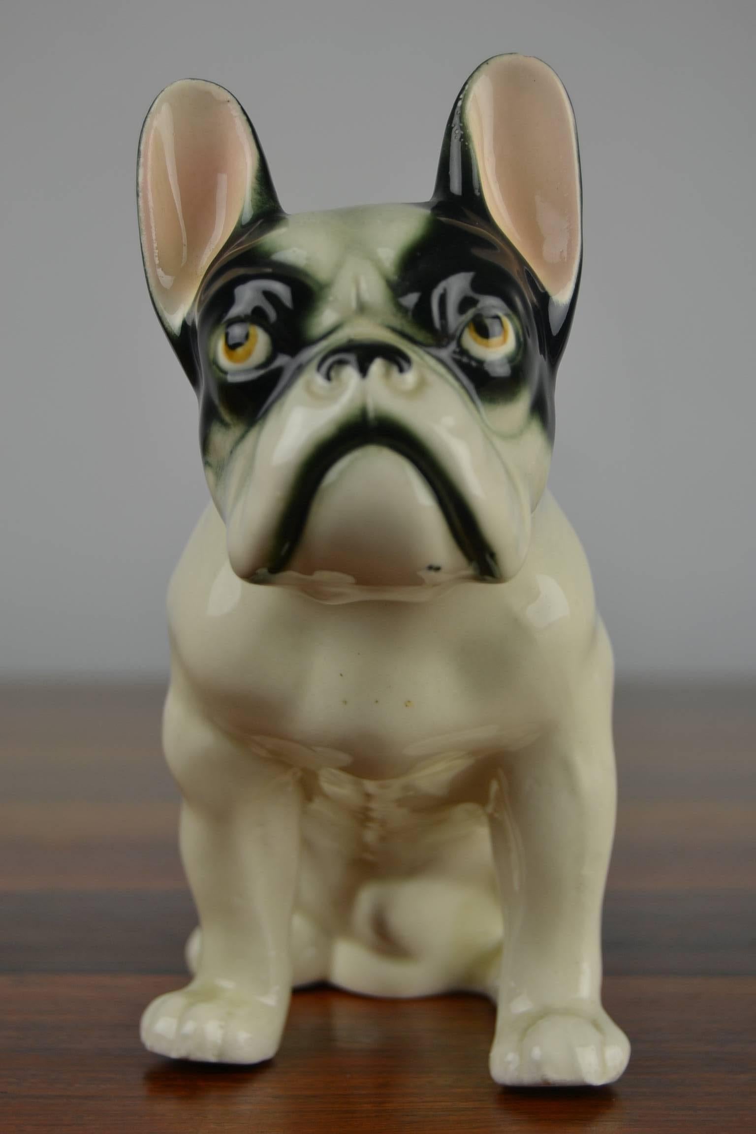 1930s German Porcelain French Bulldog Figurine In Good Condition In Antwerp, BE