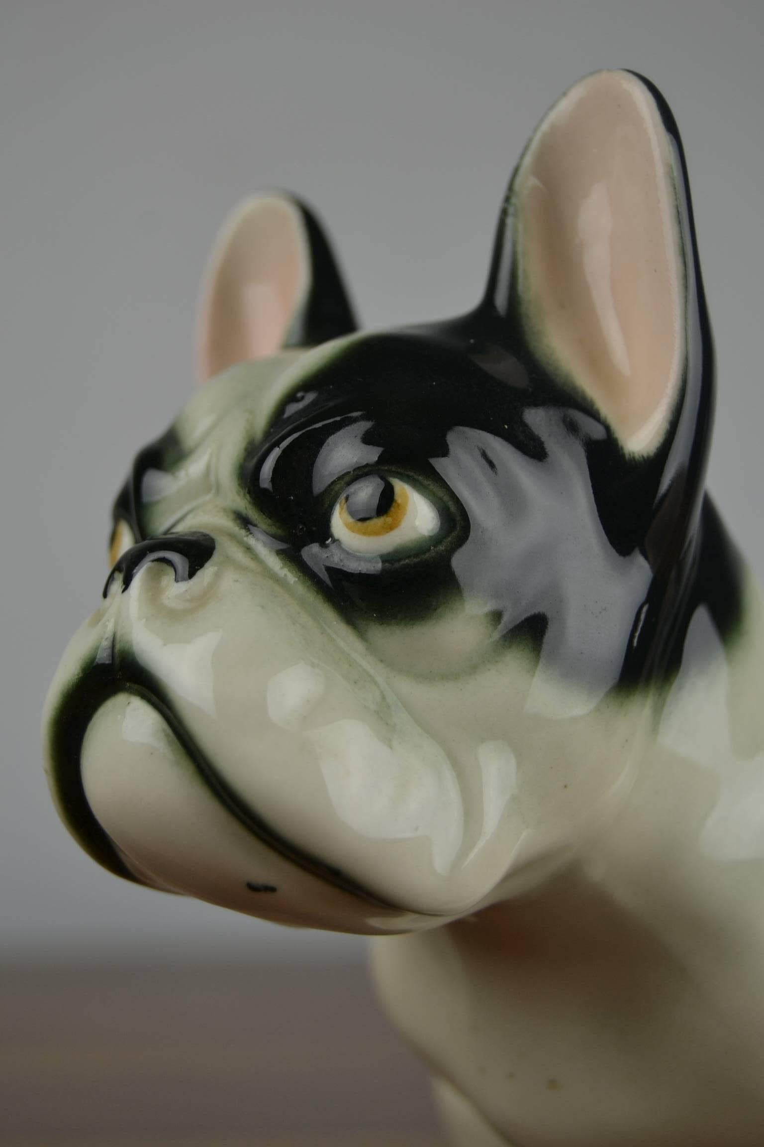 1930s German Porcelain French Bulldog Figurine 1