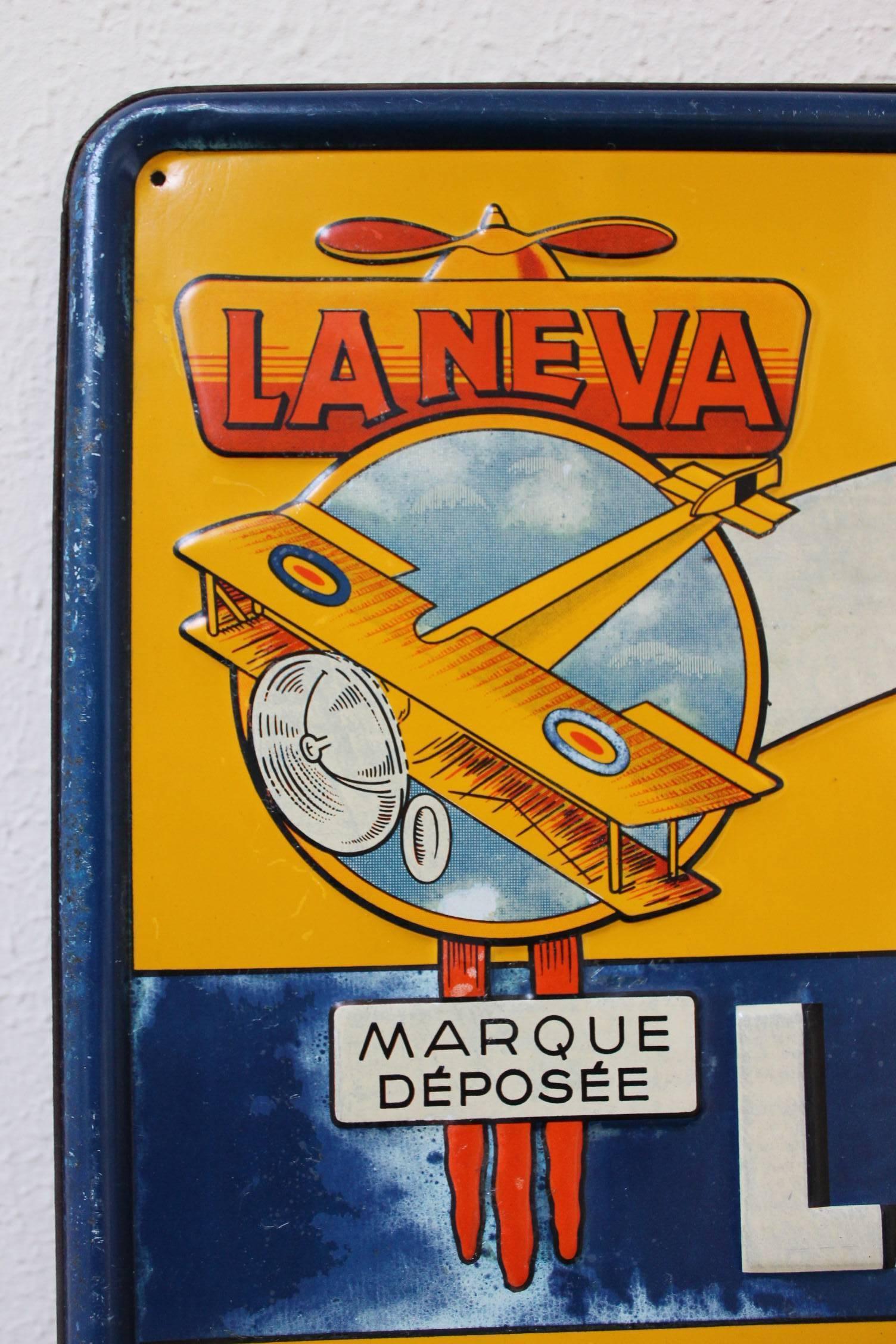 Very rare Litho Publicity Display Sign in Metal for La Neva Cycles Agency.
Vintage Tin Advertising Sign of the brothers Depypere for their luxurious edition of Bicycles - bikes called La Neva. It was a small Factory based in Kuurne,