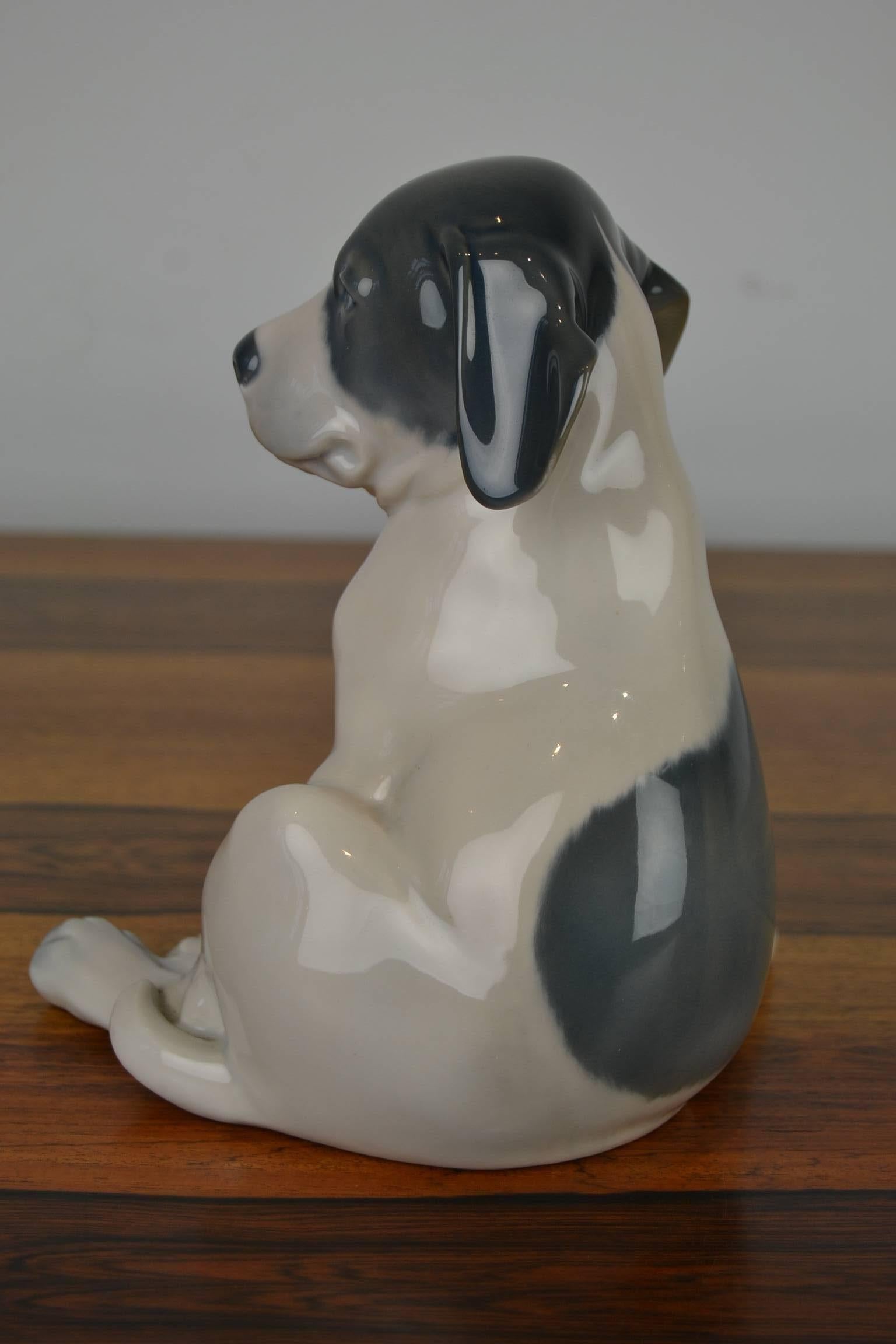 Scandinavian Modern Royal Copenhagen Porcelain Pointer Puppy Dog by Erik Nielsen , Denmark , 1960s