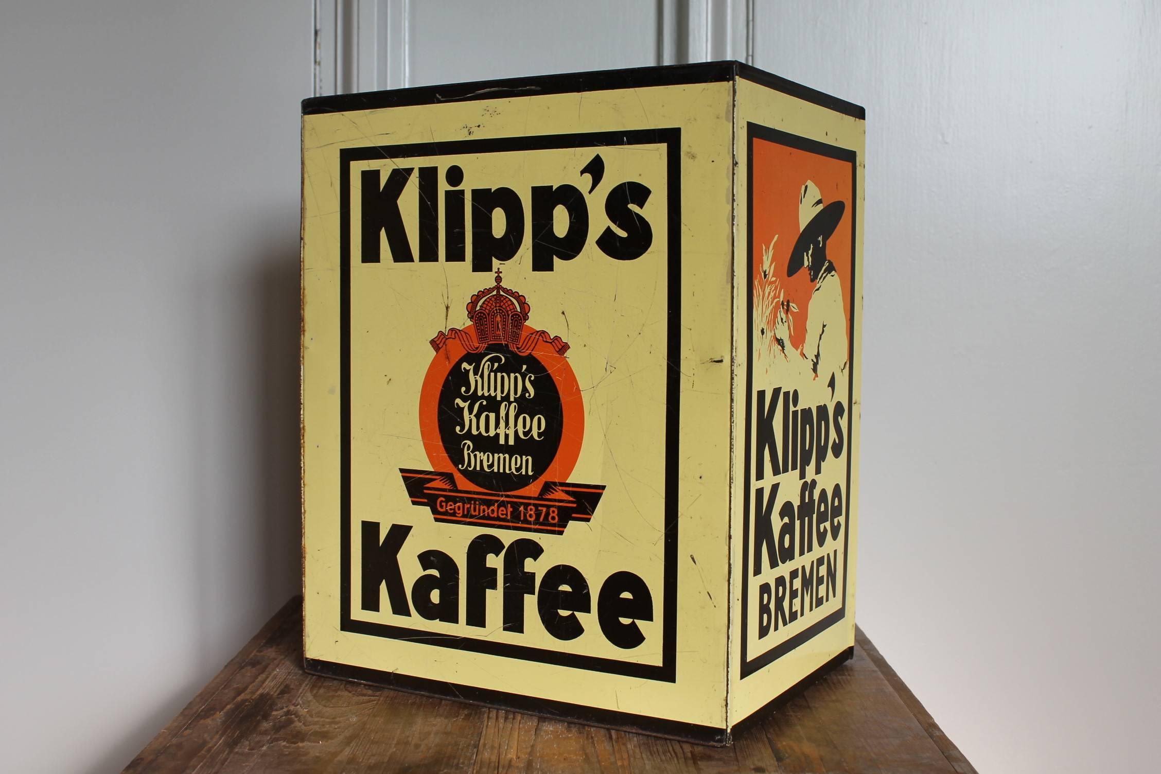 Mid-Century Modern Tin Coffee Box with door for Klipp's Kaffee Bremen, Germany