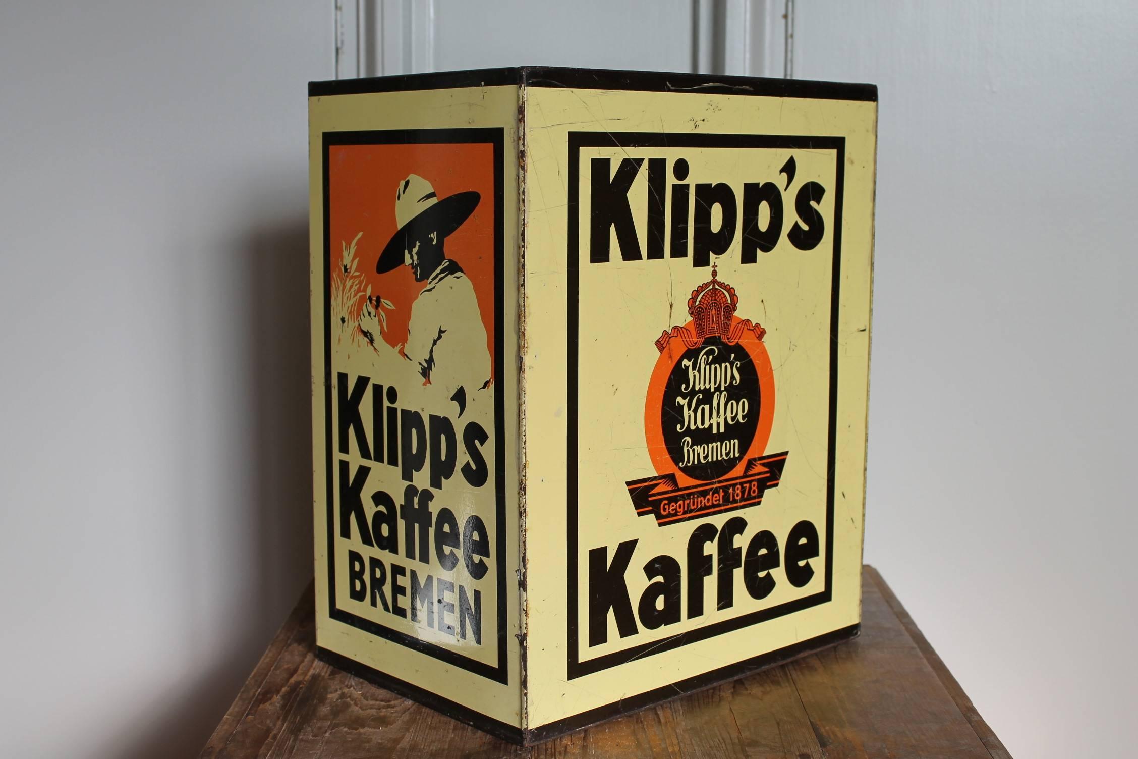 Pressed Tin Coffee Box with door for Klipp's Kaffee Bremen, Germany