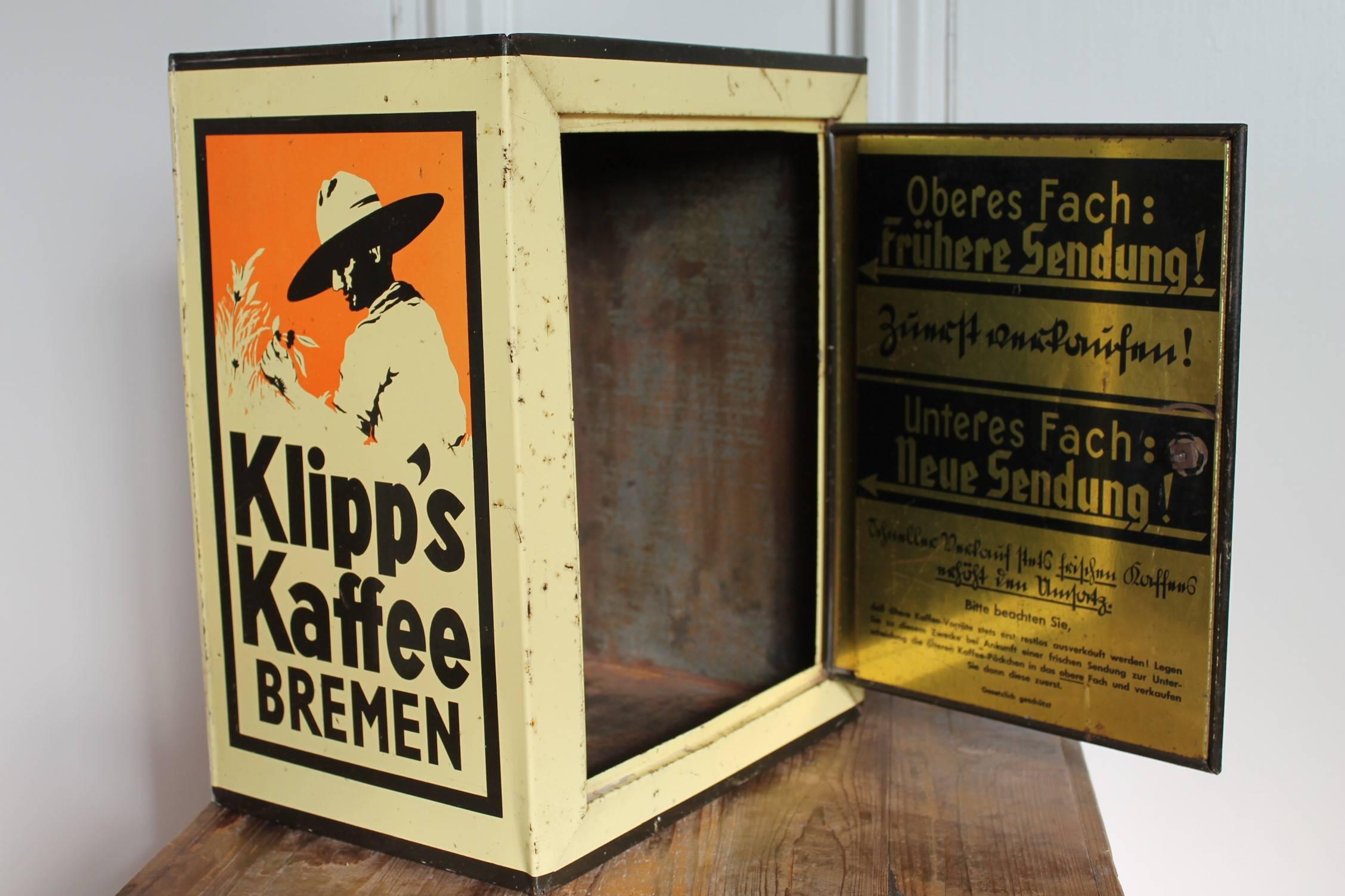Tin Coffee Box with door for Klipp's Kaffee Bremen, Germany 1