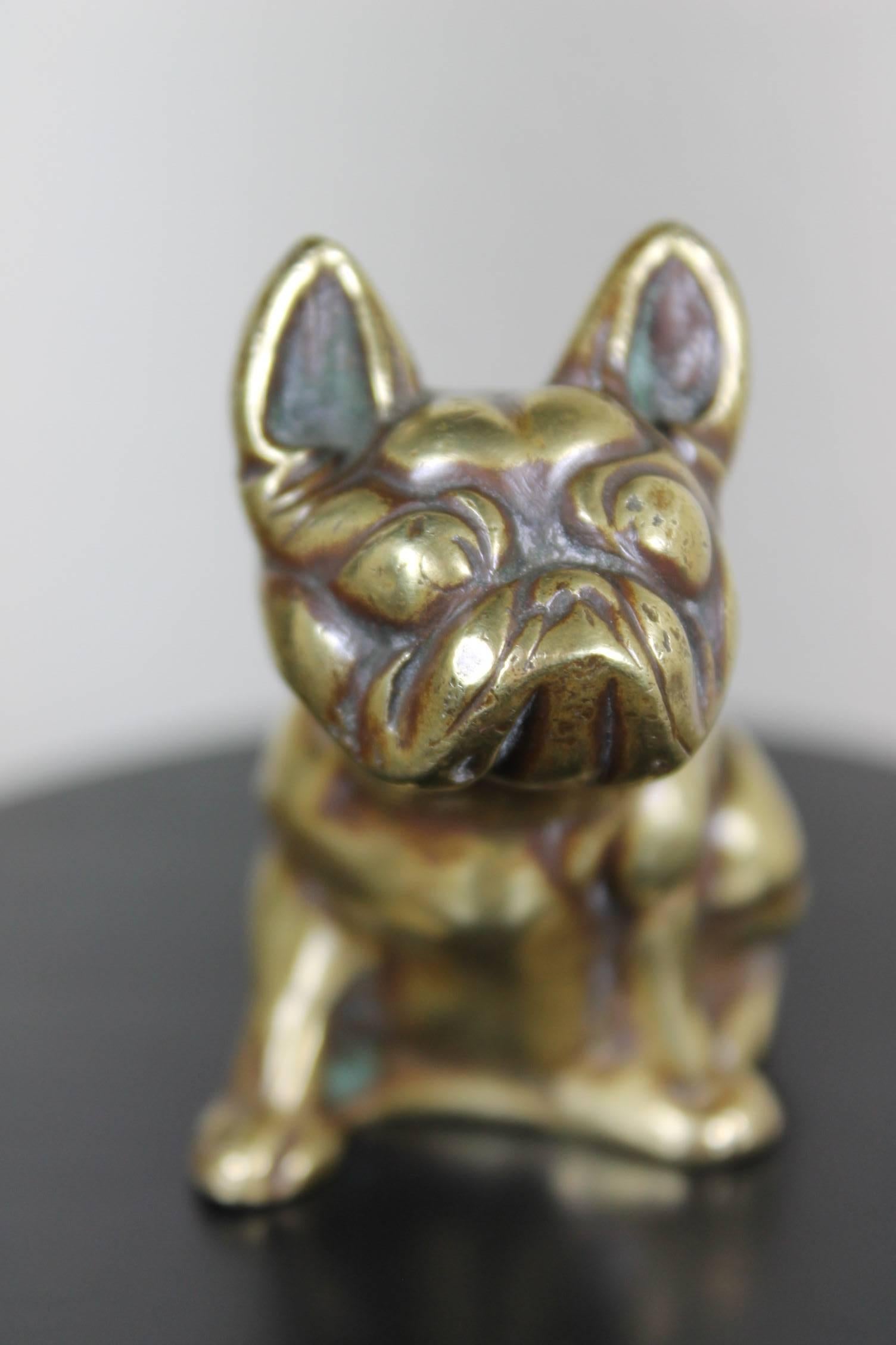 Early 20th Century Brass French Bulldog Figurine In Good Condition In Antwerp, BE