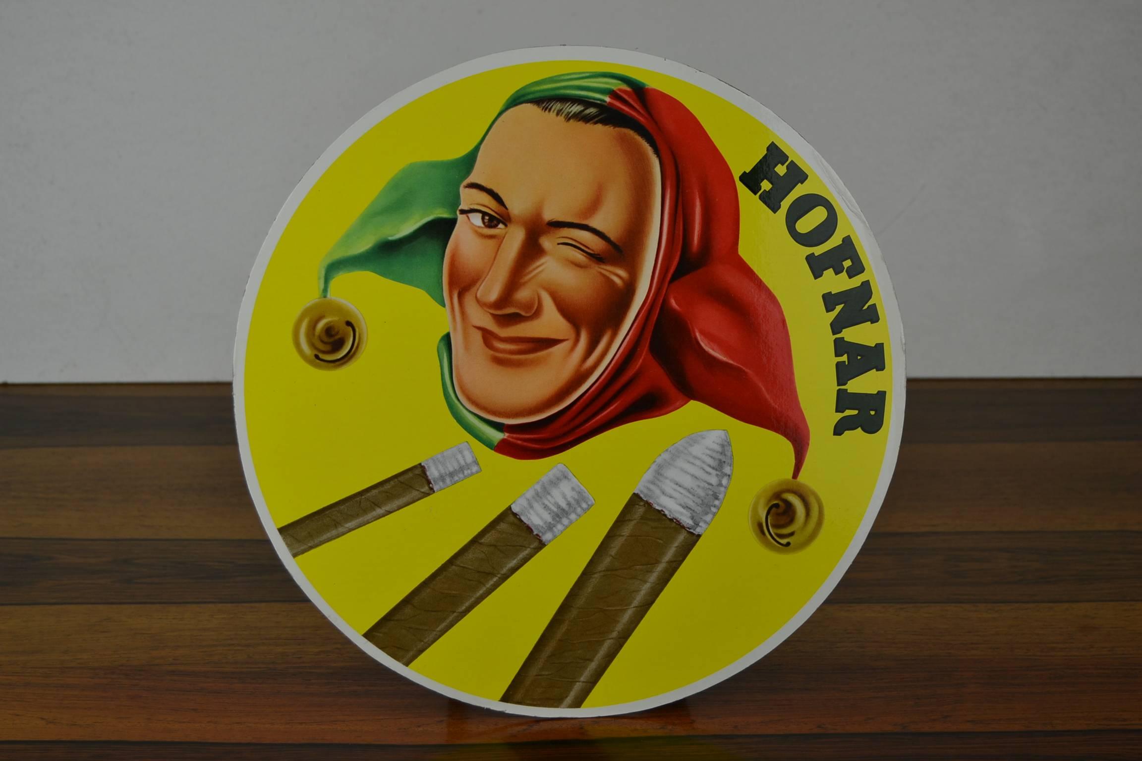 Paper 1950s Hofnar Cigars Advertising Display Sign with Jester