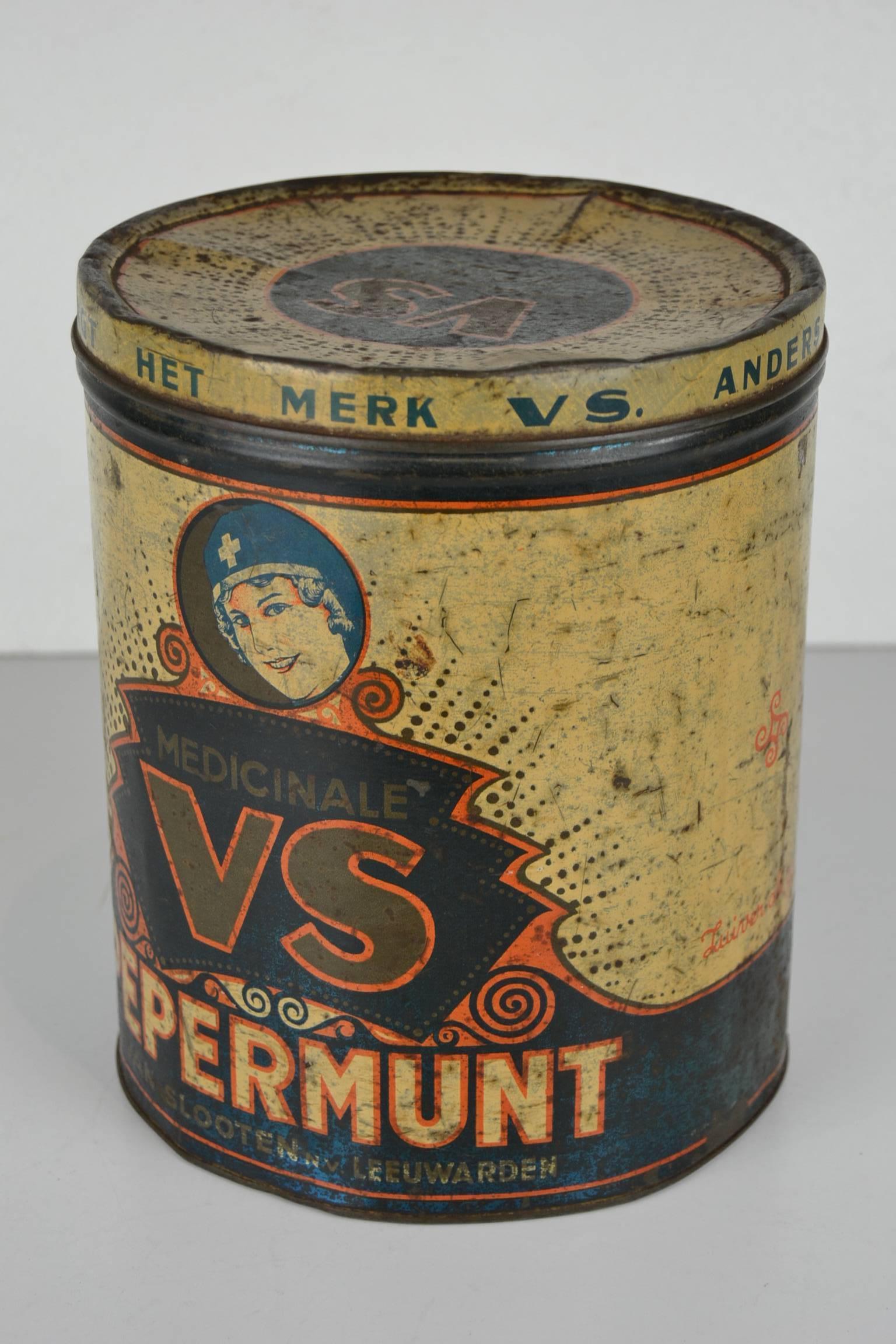 Dutch Art Deco Tin Box Medical Peppermint