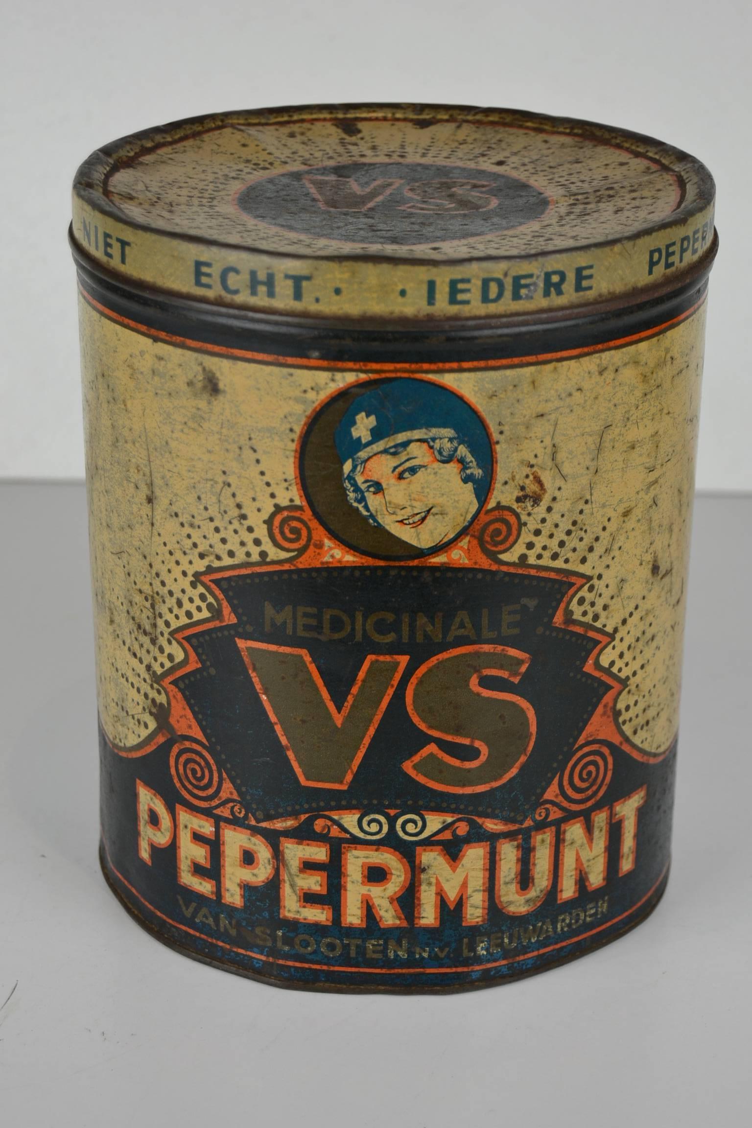 Art Deco Tin Box Medical Peppermint 3