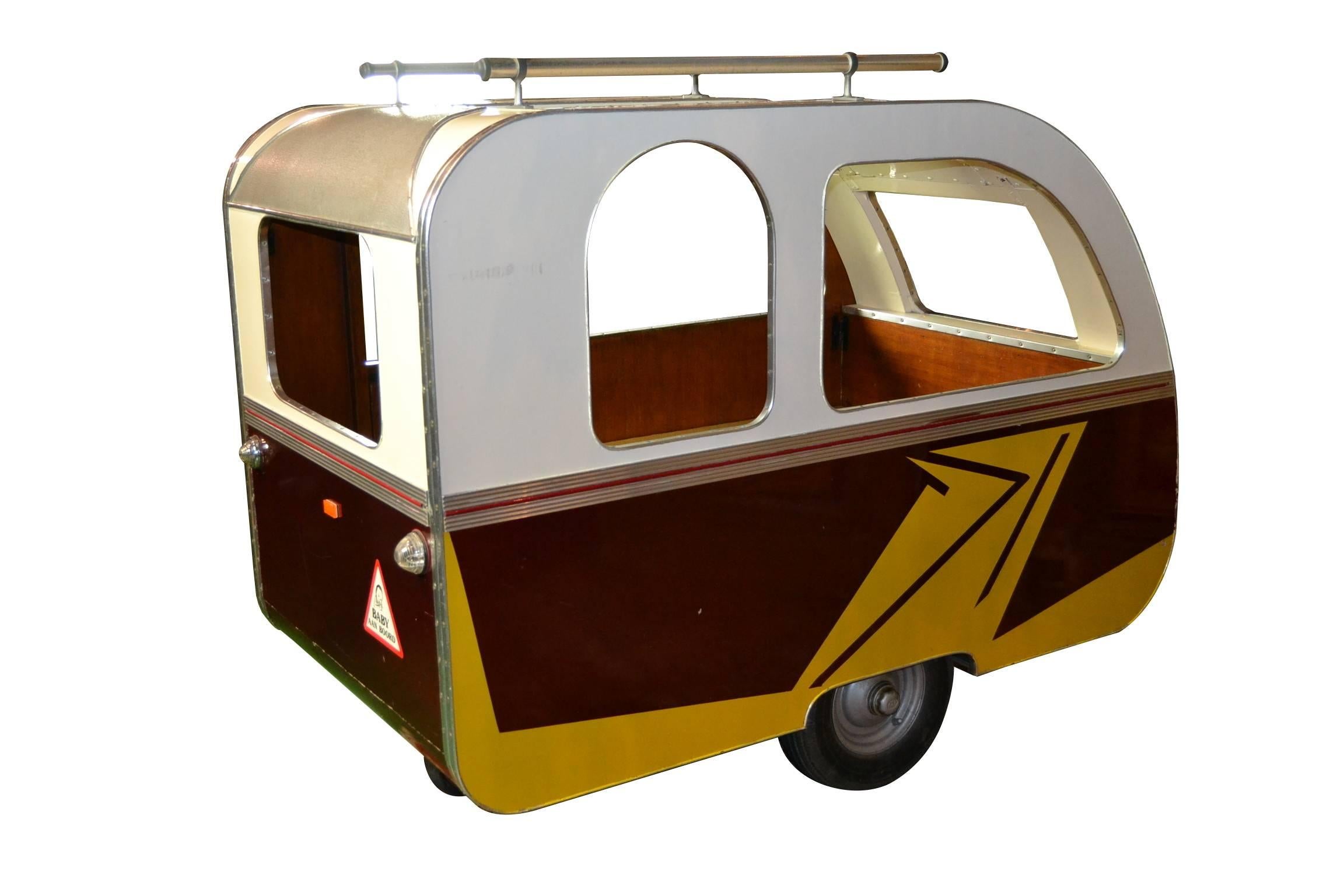 European 1950s Wooden Carousel Kids Caravan