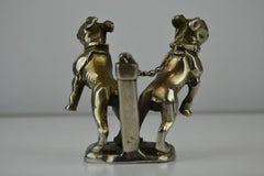 1920s Car Mascot, Chained French Bulldogs, Hood Ornament