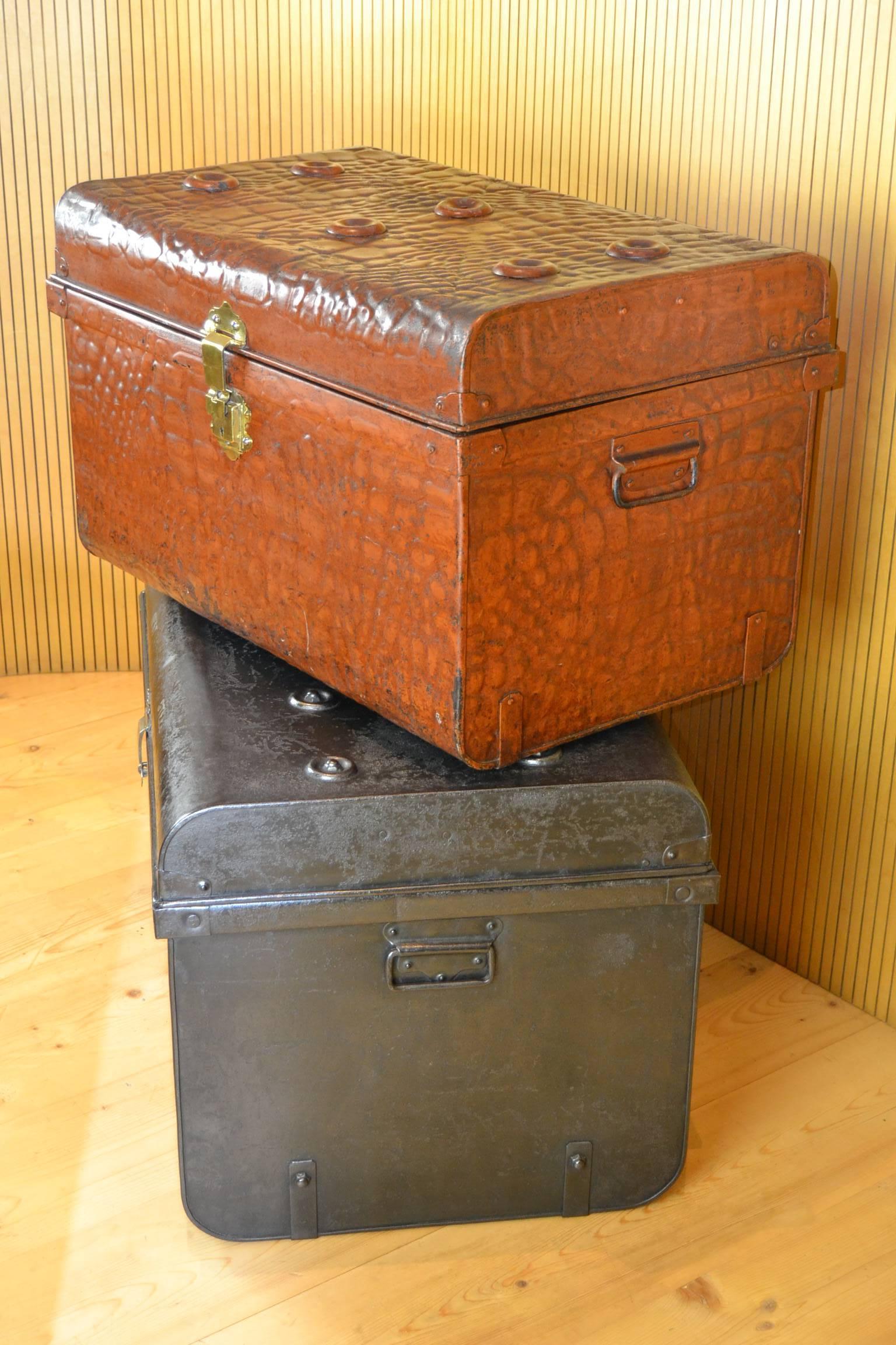 Early 20th Century Metal Travel Trunk 2