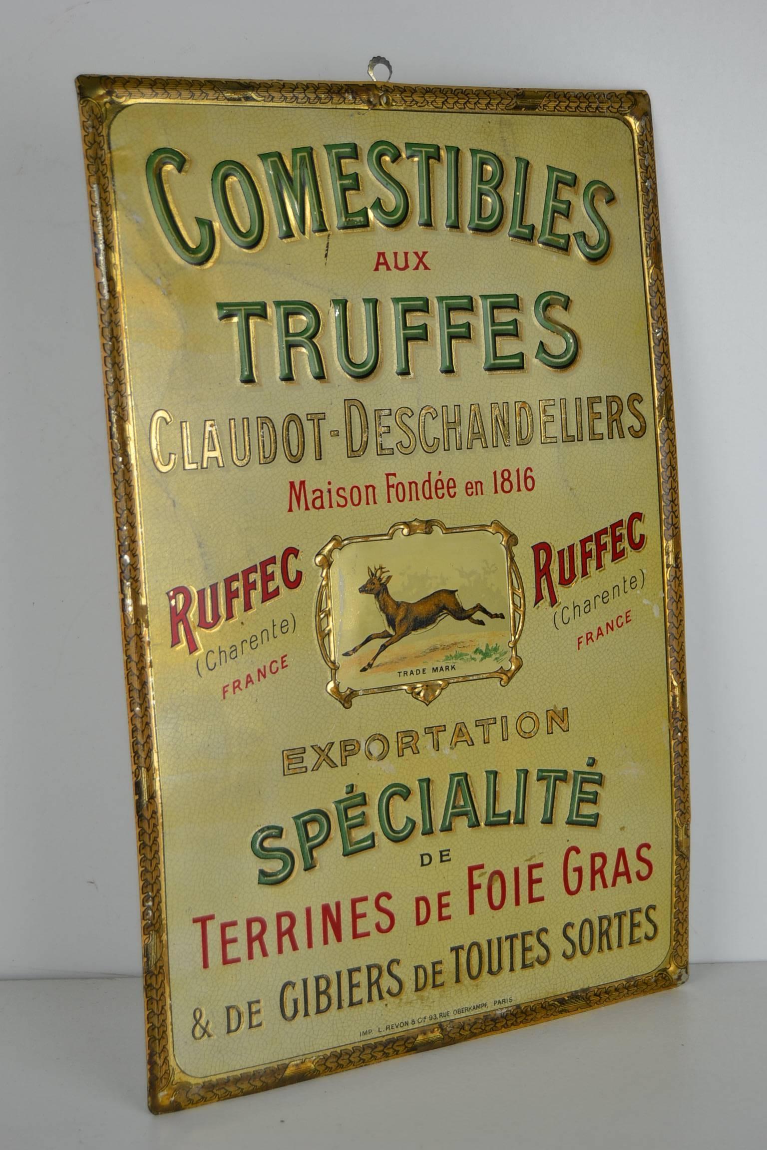 Early 20th Century French Advertising Sign Delicacy Shop Paris 3