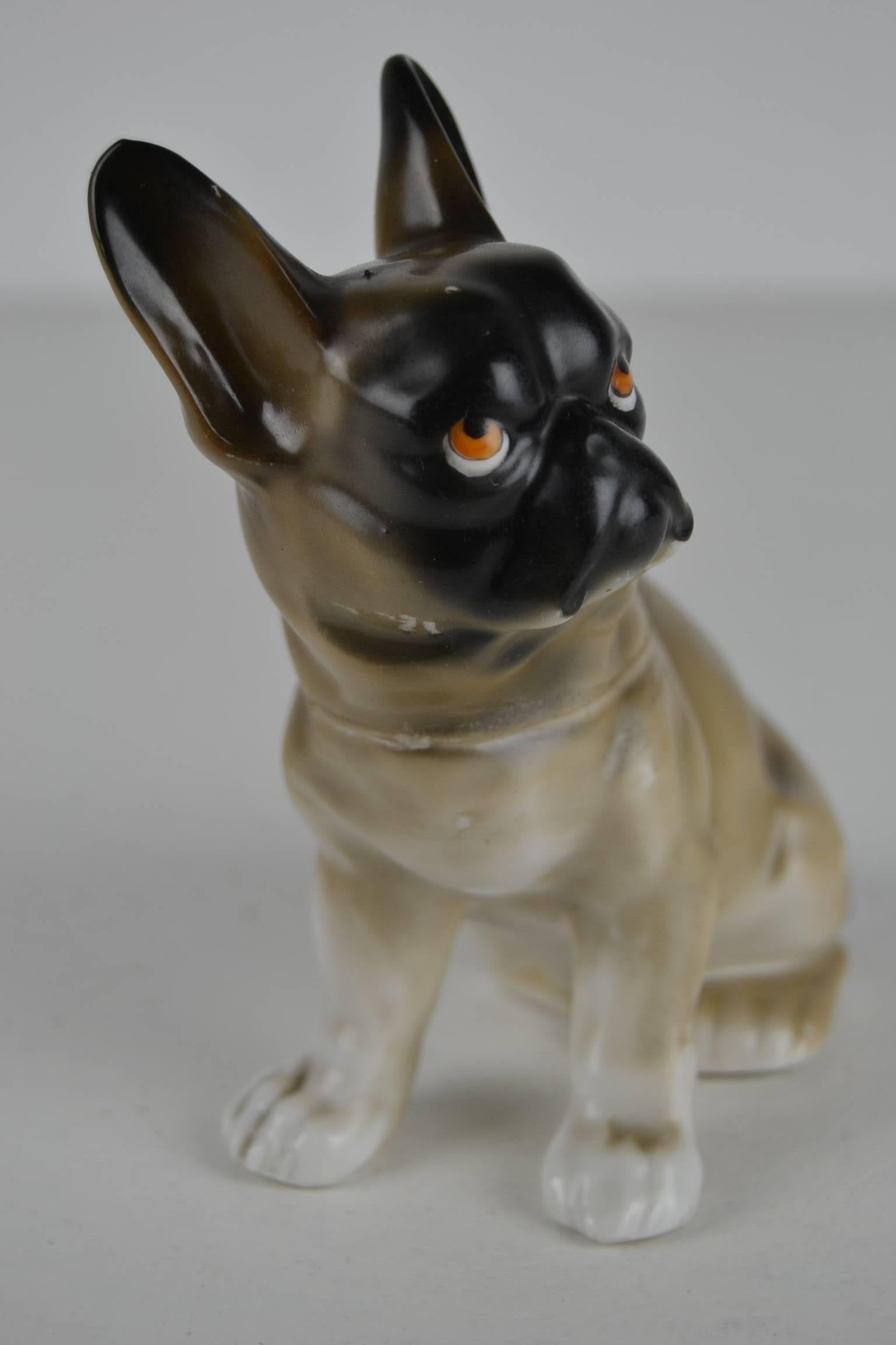 Art Deco Black - Masked French Bulldog Humidor, Porcelain, 1930s, Germany  3