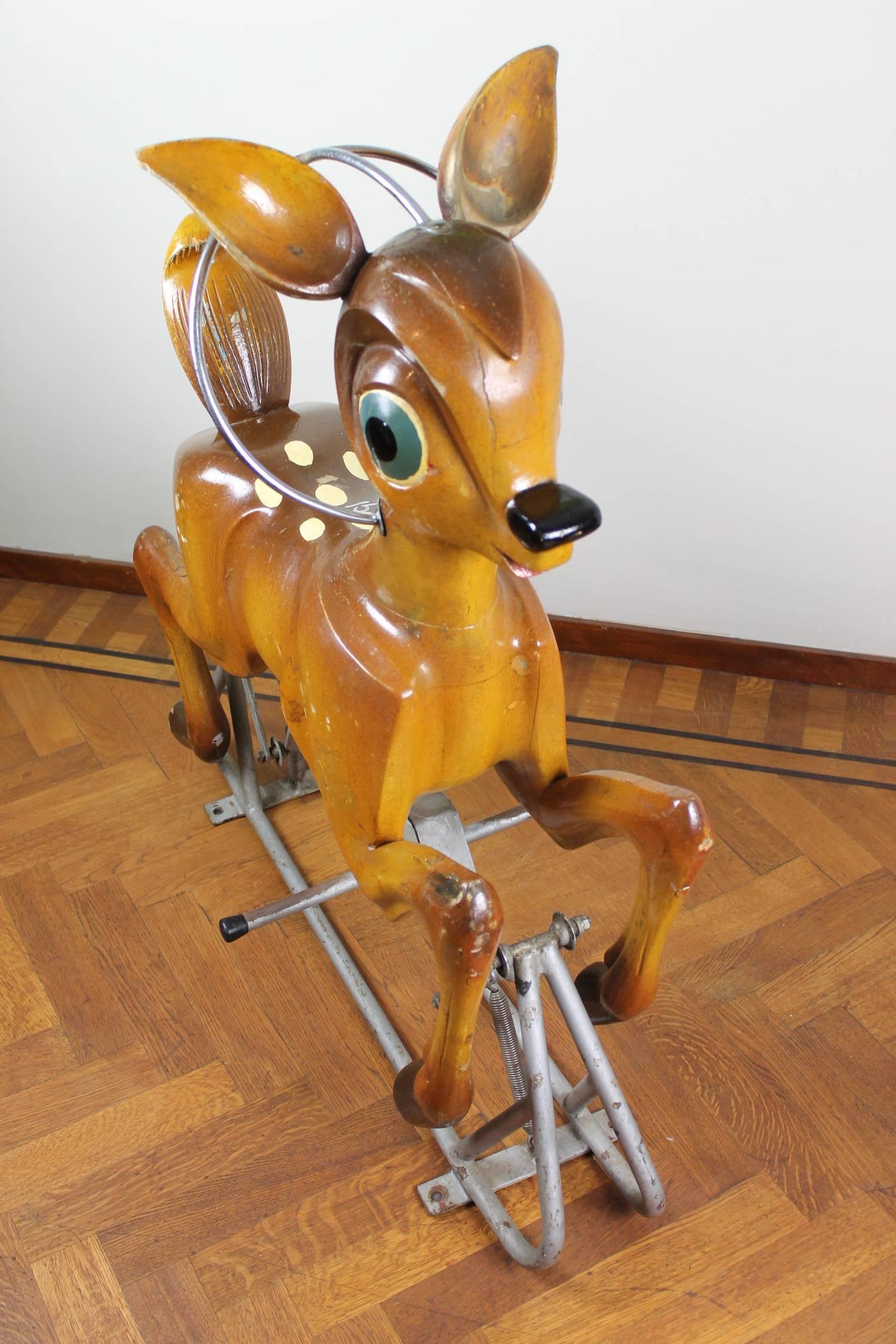1960er Jahre Holzkarussell Bambi-Skulptur von Bernard Kindt (Moderne der Mitte des Jahrhunderts)