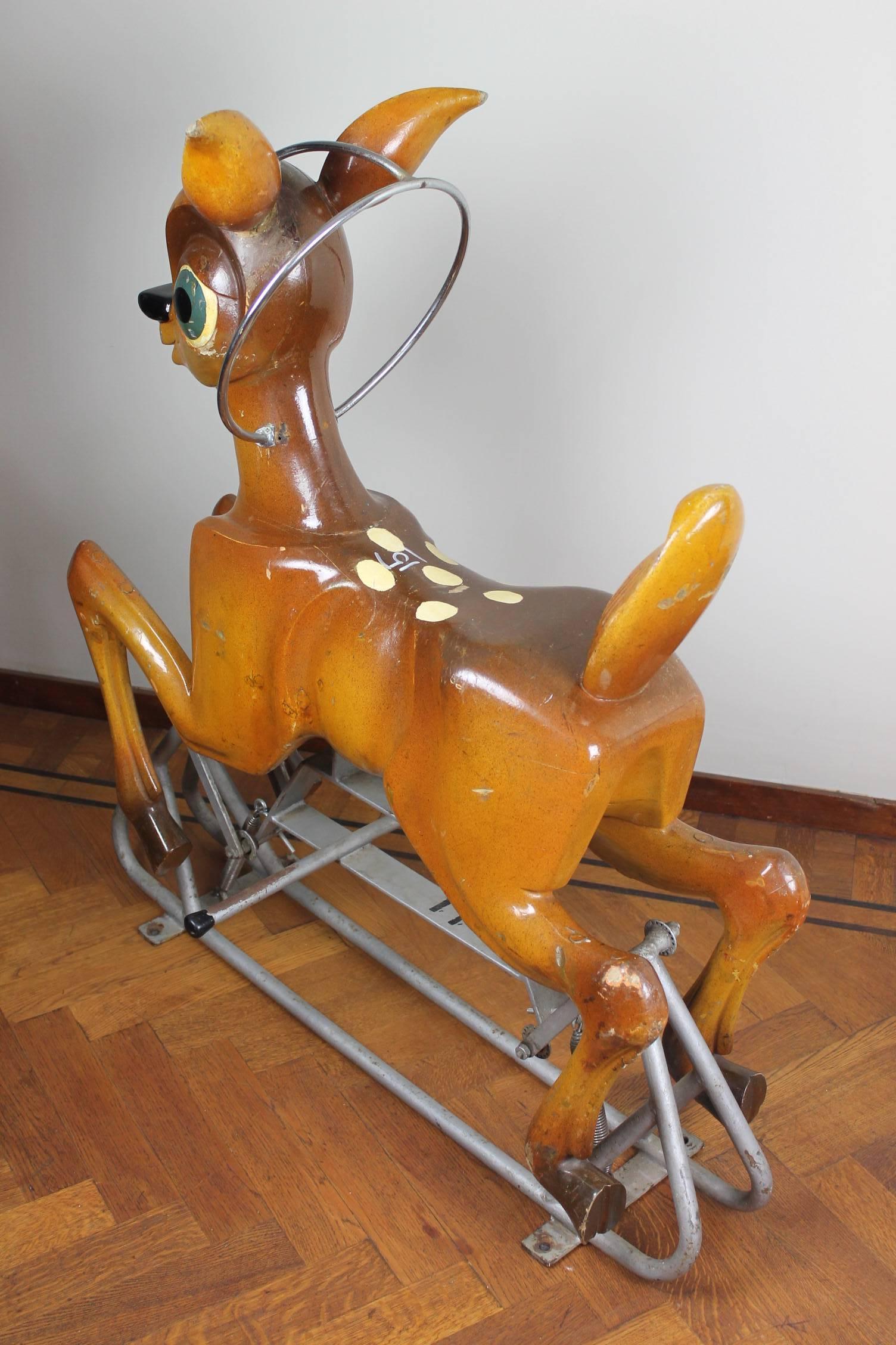 1960er Jahre Holzkarussell Bambi-Skulptur von Bernard Kindt (Belgisch)