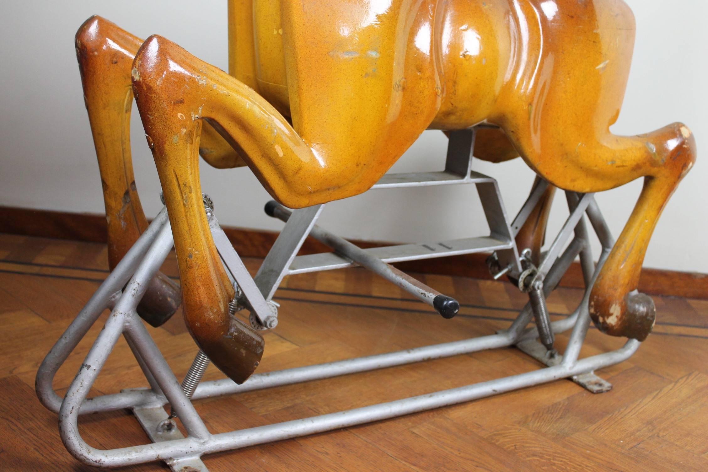 Belgian 1960s Wooden Carousel Bambi Sculpture by Bernard Kindt