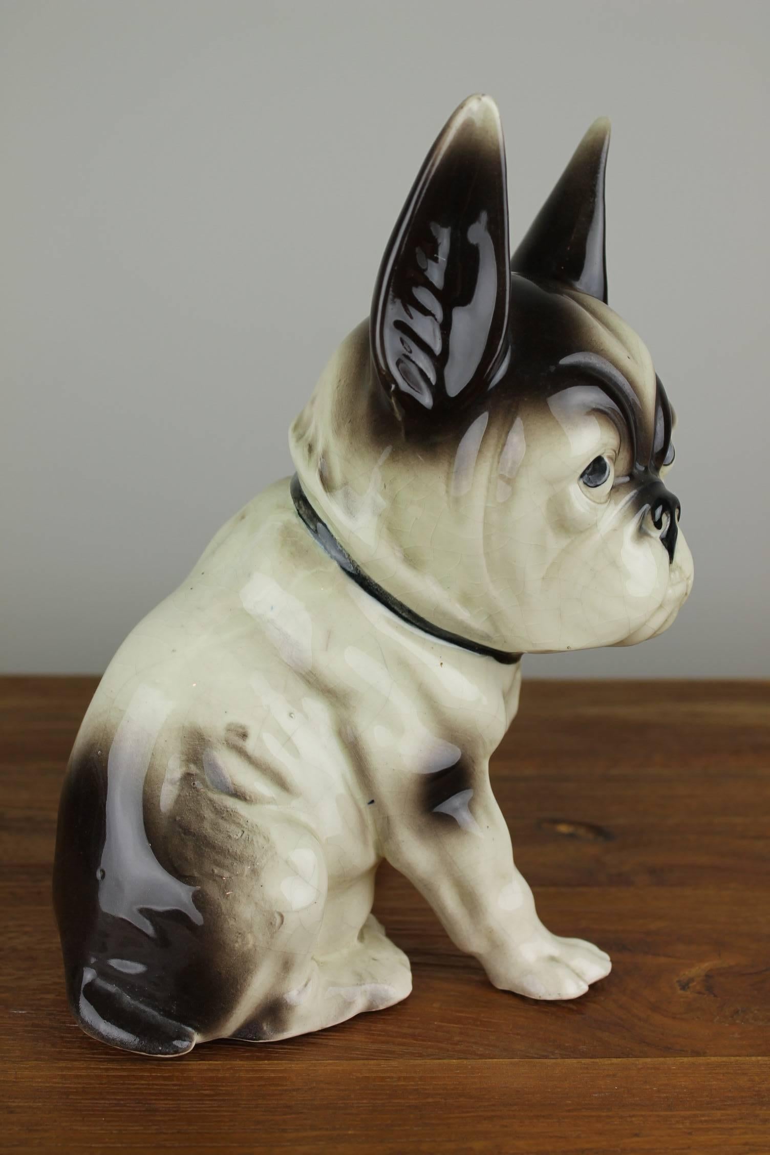 Art Deco  Porcelain French Bulldog Figurine , Germany  In Good Condition In Antwerp, BE