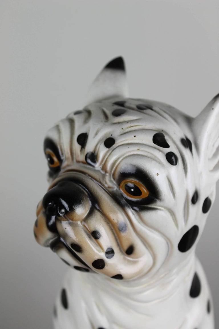 Mid20th Century HandPainted Ceramic Dog Sculpture For Sale at 1stdibs