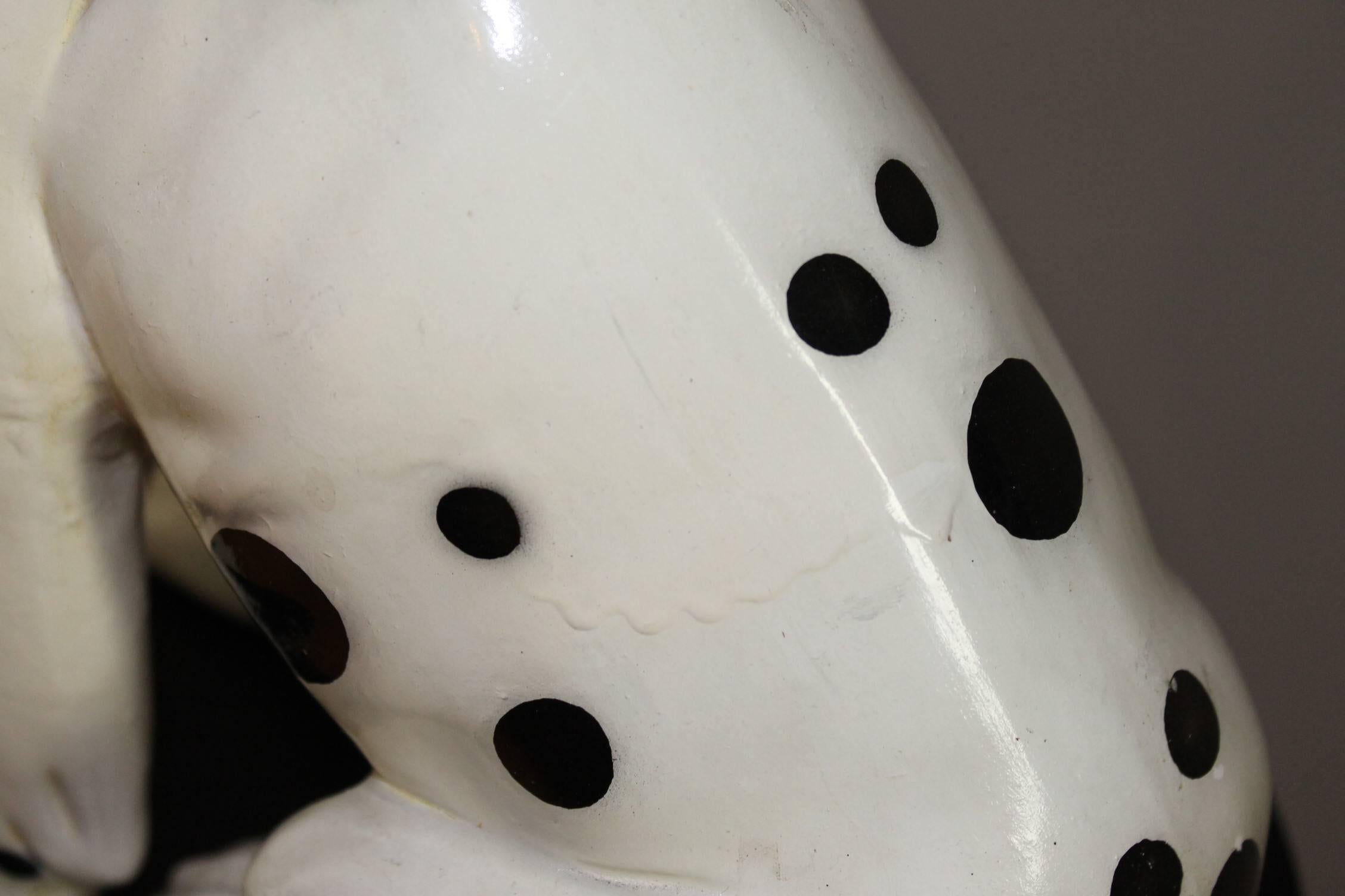 European Hand-Painted Ceramic Dog Sculpture, Dalmatian Bulldog, 1960s For Sale