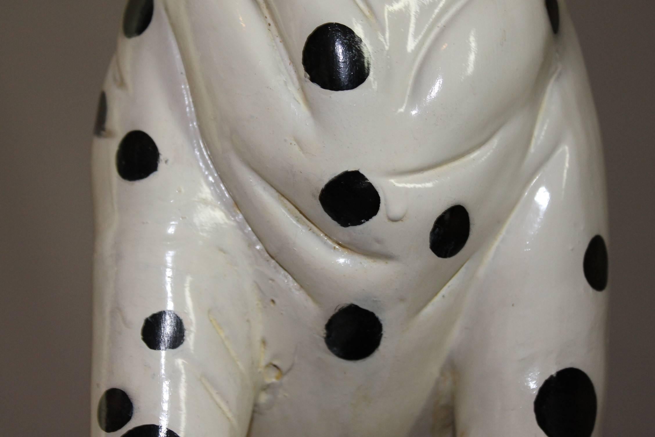 20th Century Hand-Painted Ceramic Dog Sculpture, Dalmatian Bulldog, 1960s For Sale