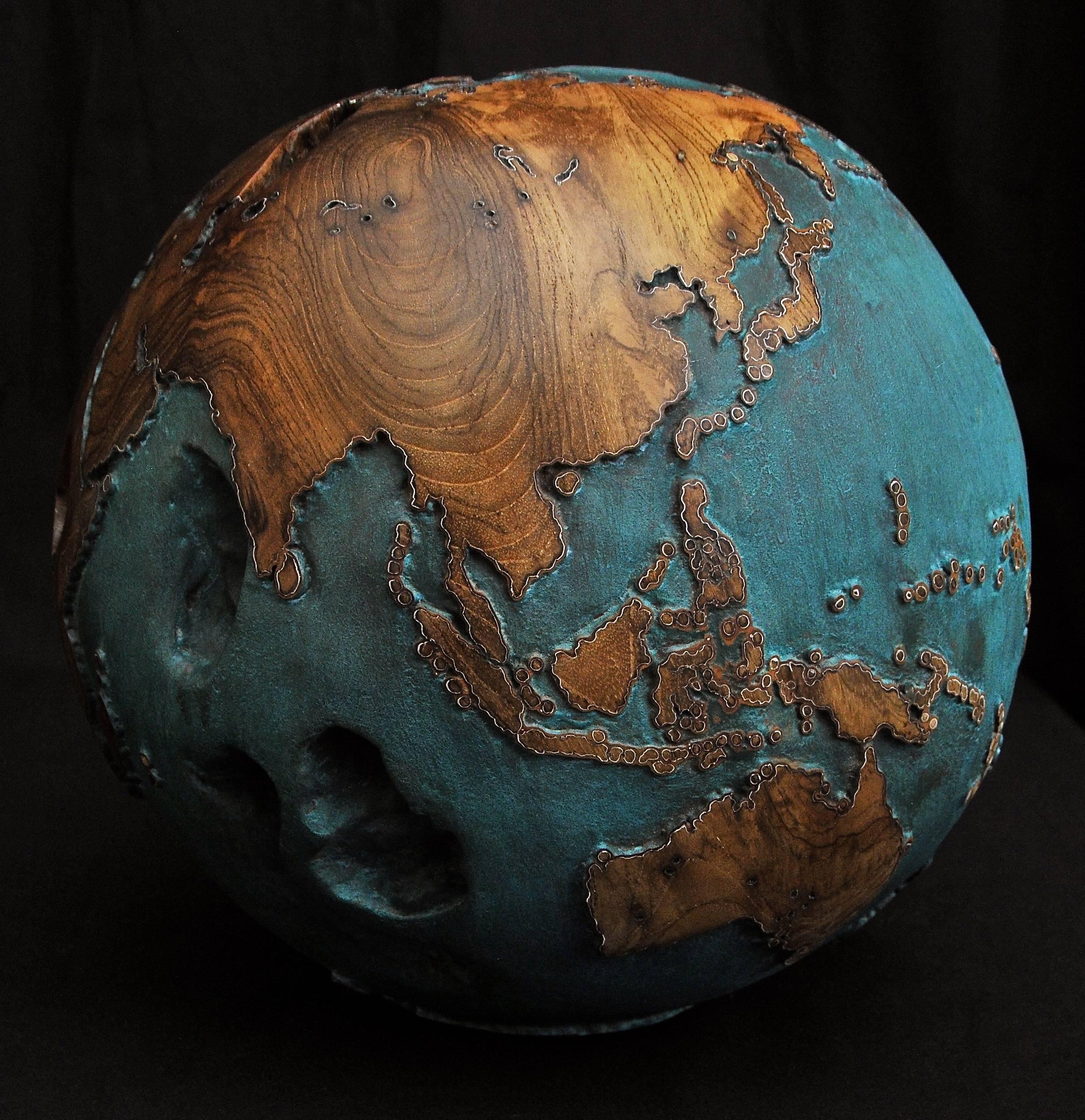Organic Modern Globe Teak Root Copper Patina