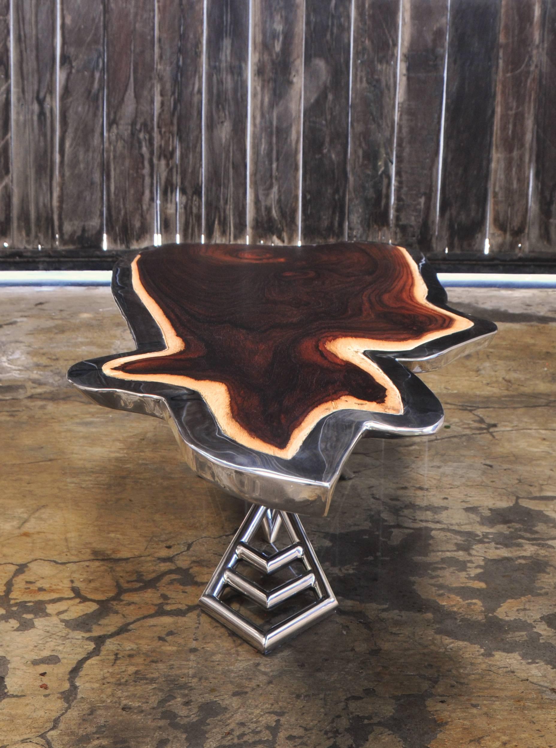 Hand-Crafted Kangaroo Coffee Table Made of Rosewood and Mirror Polished Stainless Steel