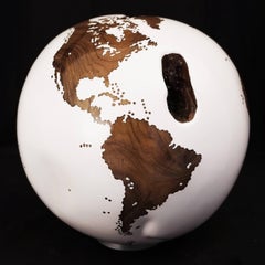 Teak Root Globe with White Finishing, 25 cm