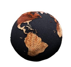 Cracked earth wooden globe, 30 cm