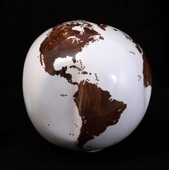 Teak Root Globe with Acrylic white Resin Finishing, 25 cm