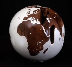 Teak Root Globe with Acrylic white Resin Finishing, 25 cm