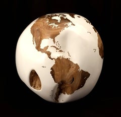 White Acrylic Resin Wooden Globe, 40 cm