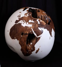 Globes classiques blancs HB en racine de teck avec effet peau martelée, 40 cm, vente du samedi