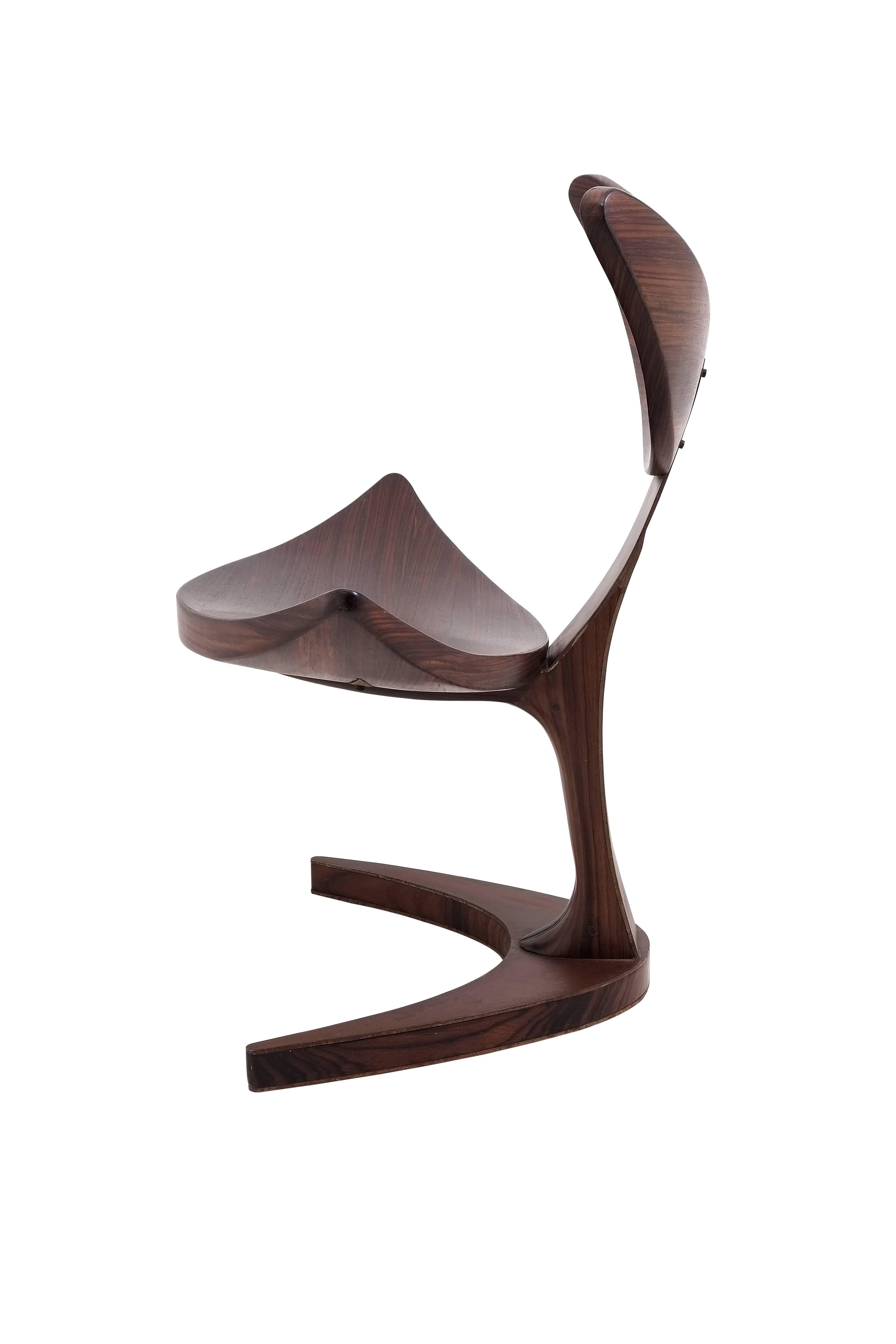 Inlay Whale Chair Made of Rosewood with Rusty Metal Effect, Saturday Sale For Sale
